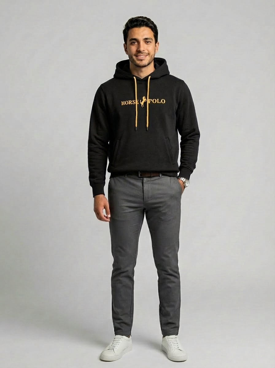 Sweatshirt Hoodie Welt Pocket, Black