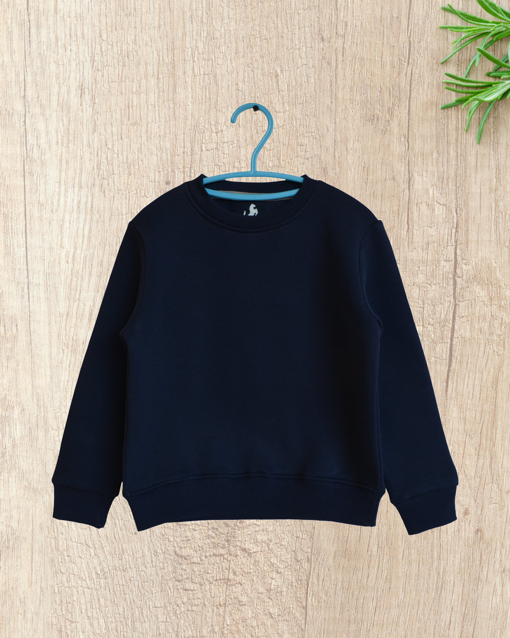 Sweatshirt round plain for Kids, Navy blue