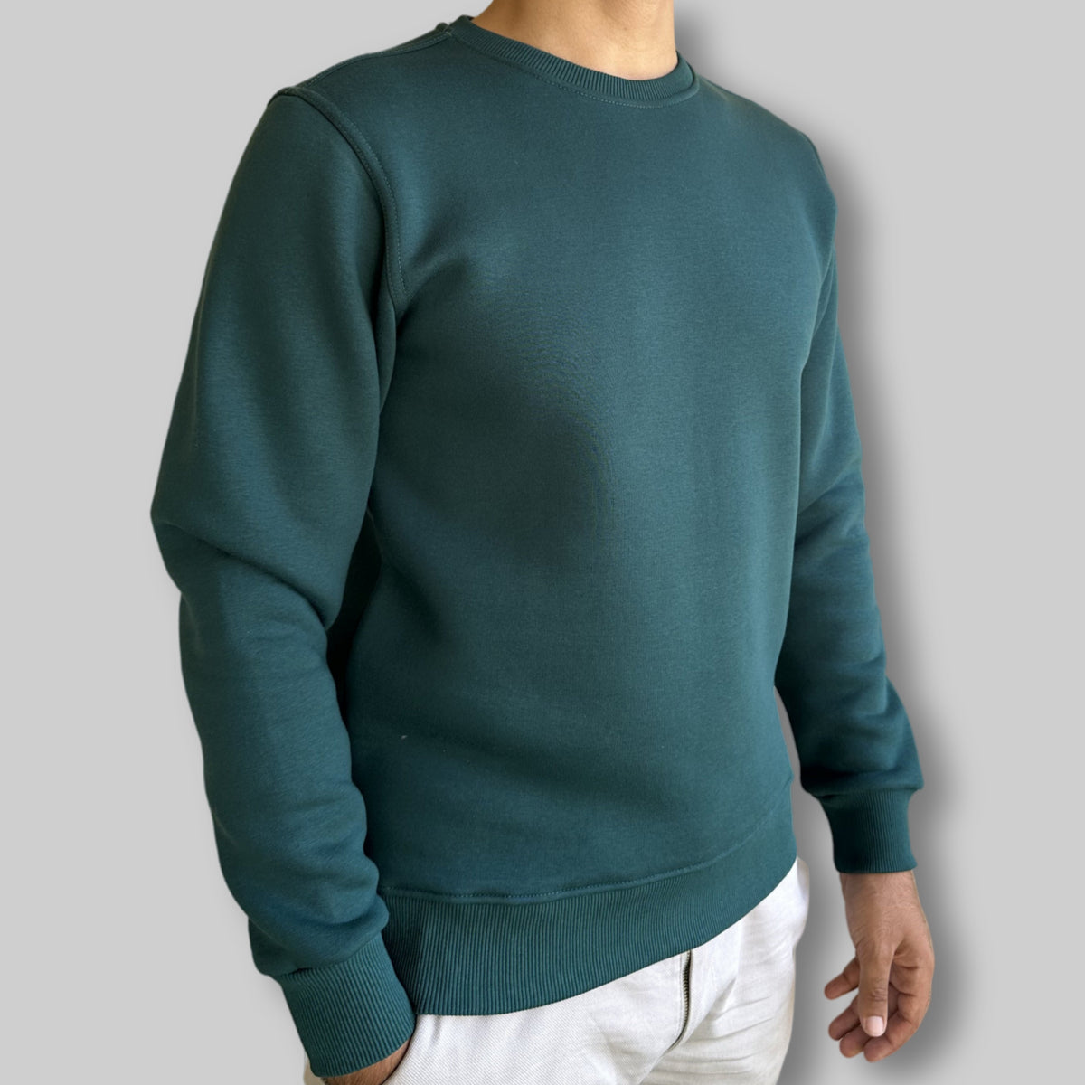 Sweatshirt Crew Neck Plain, Green