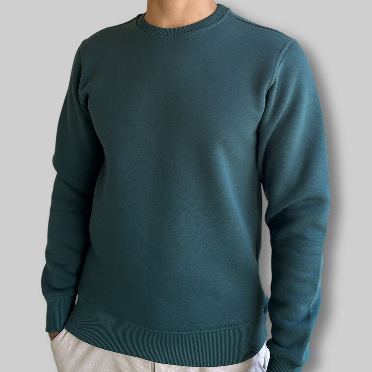 Sweatshirt Crew Neck Plain, Green
