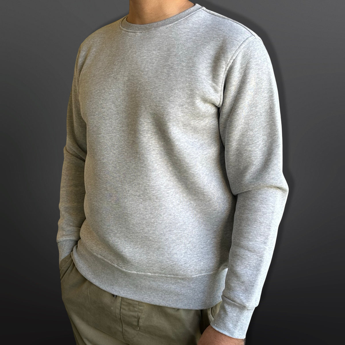 Sweatshirt Crew Neck Plain, Heather grey