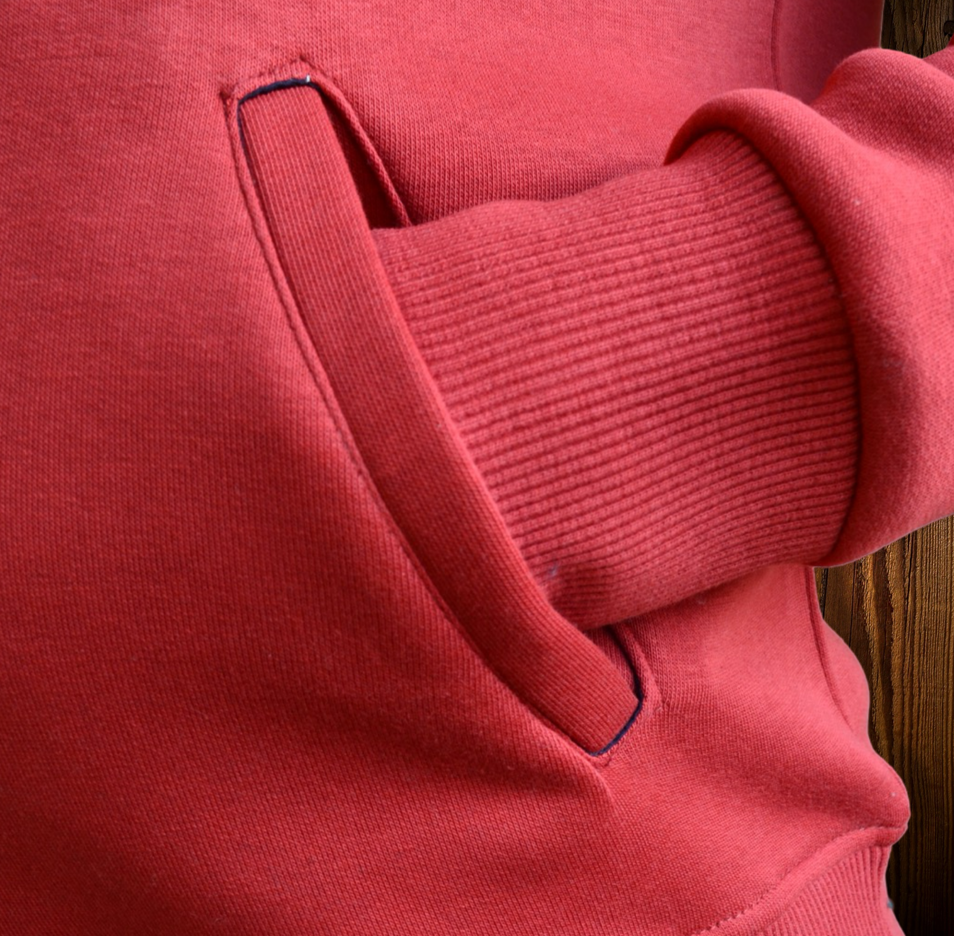 Sweatshirt Hoodie Welt Pocket, Maroon