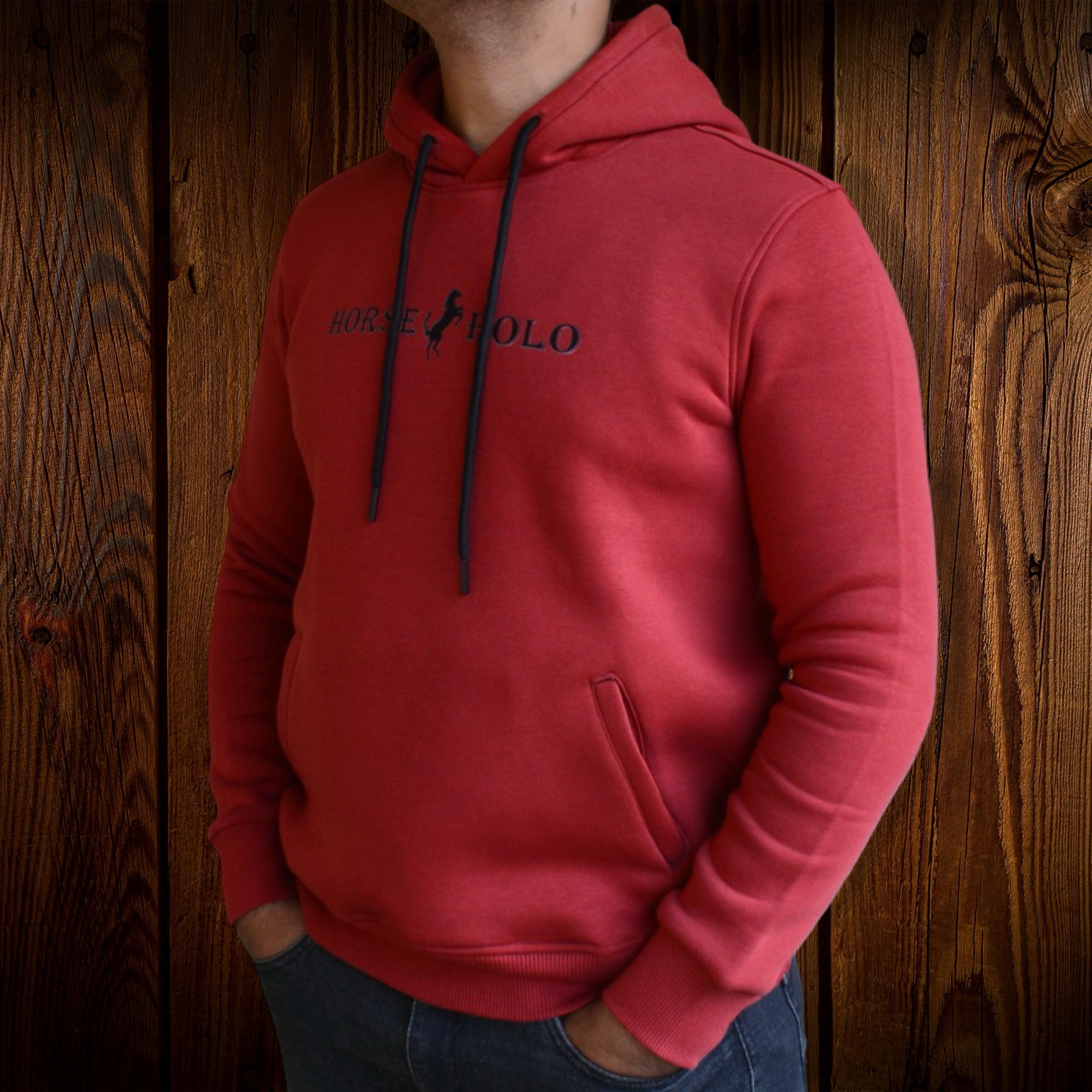 Sweatshirt Hoodie Welt Pocket, Maroon