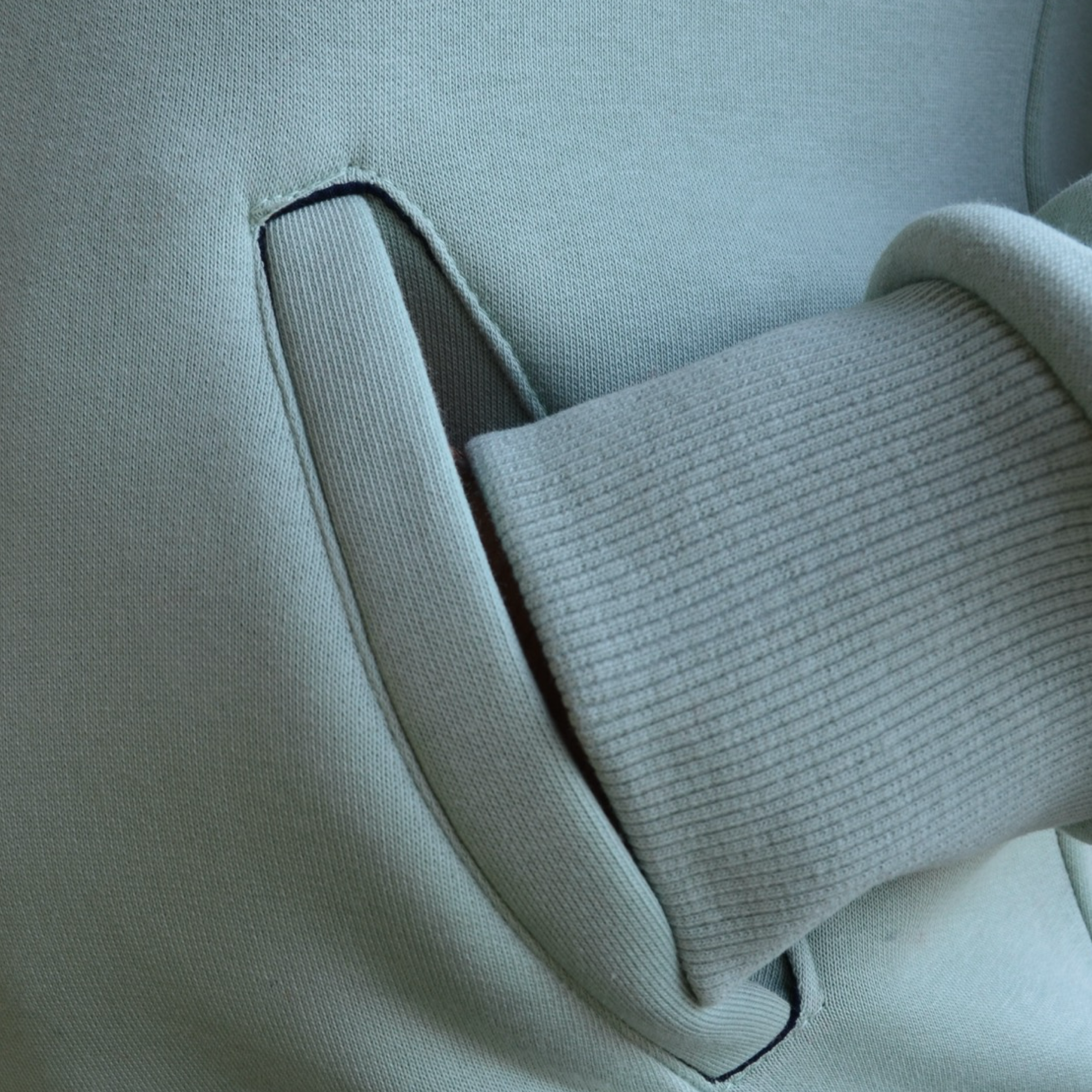 Sweatshirt Hoodie Welt Pocket, Mint Green