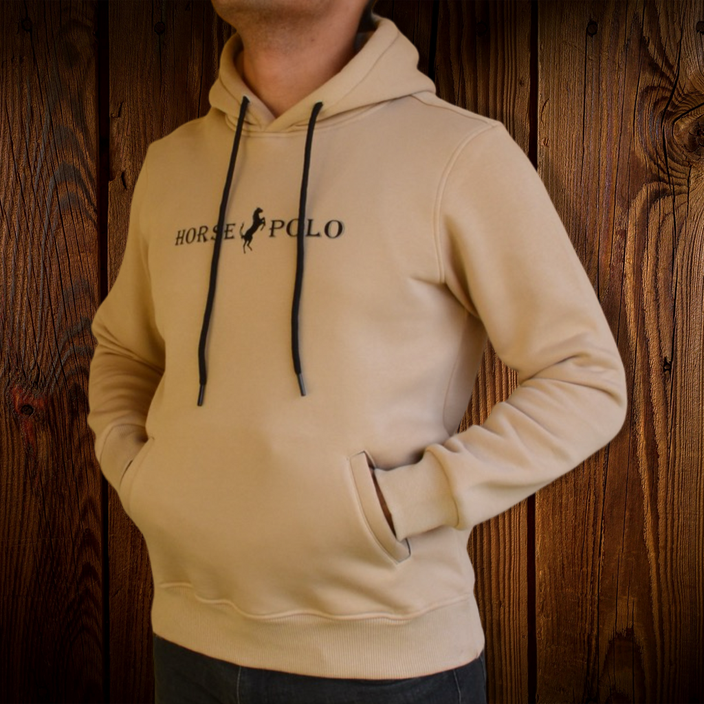 Sweatshirt Hoodie Welt Pocket, Beige