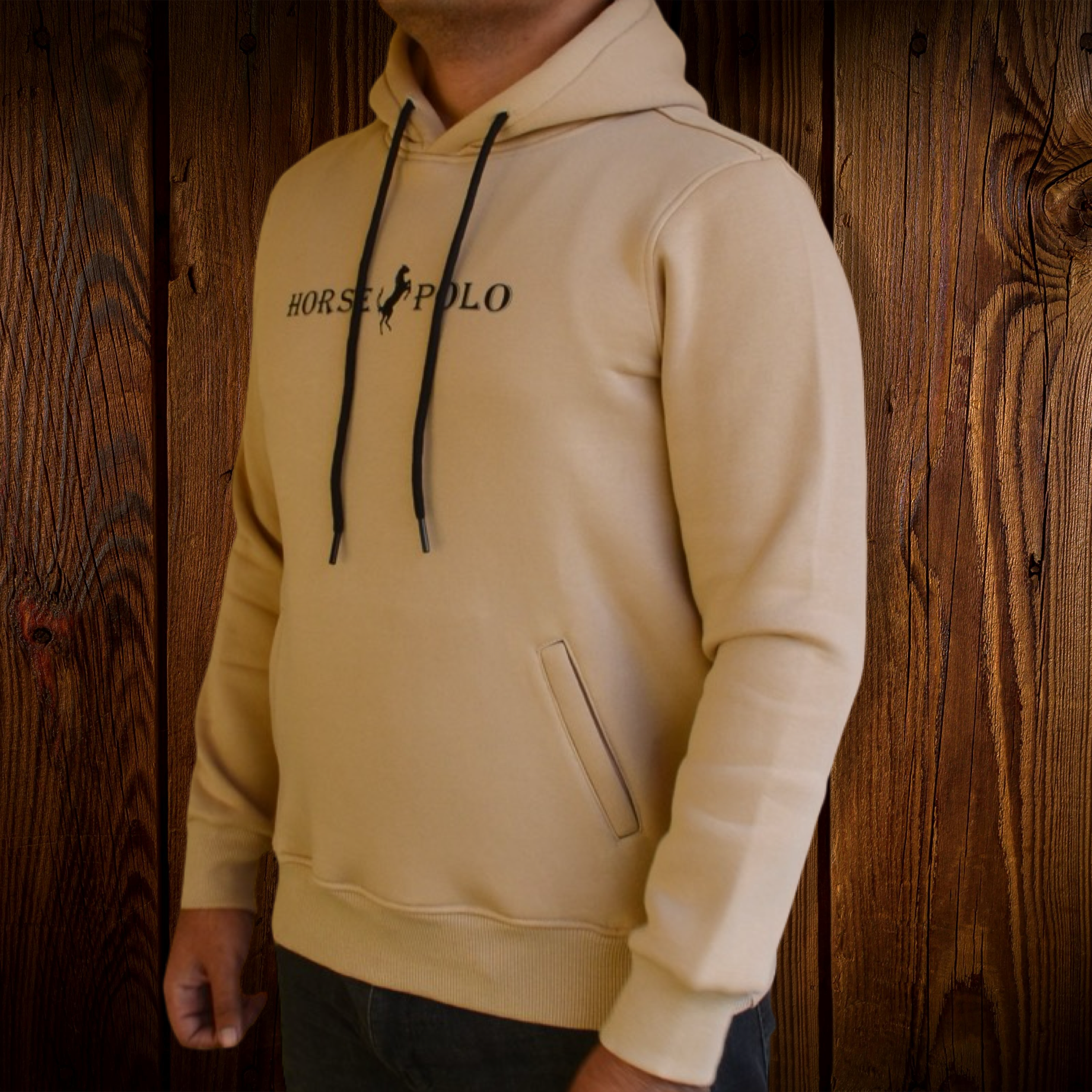 Sweatshirt Hoodie Welt Pocket, Beige