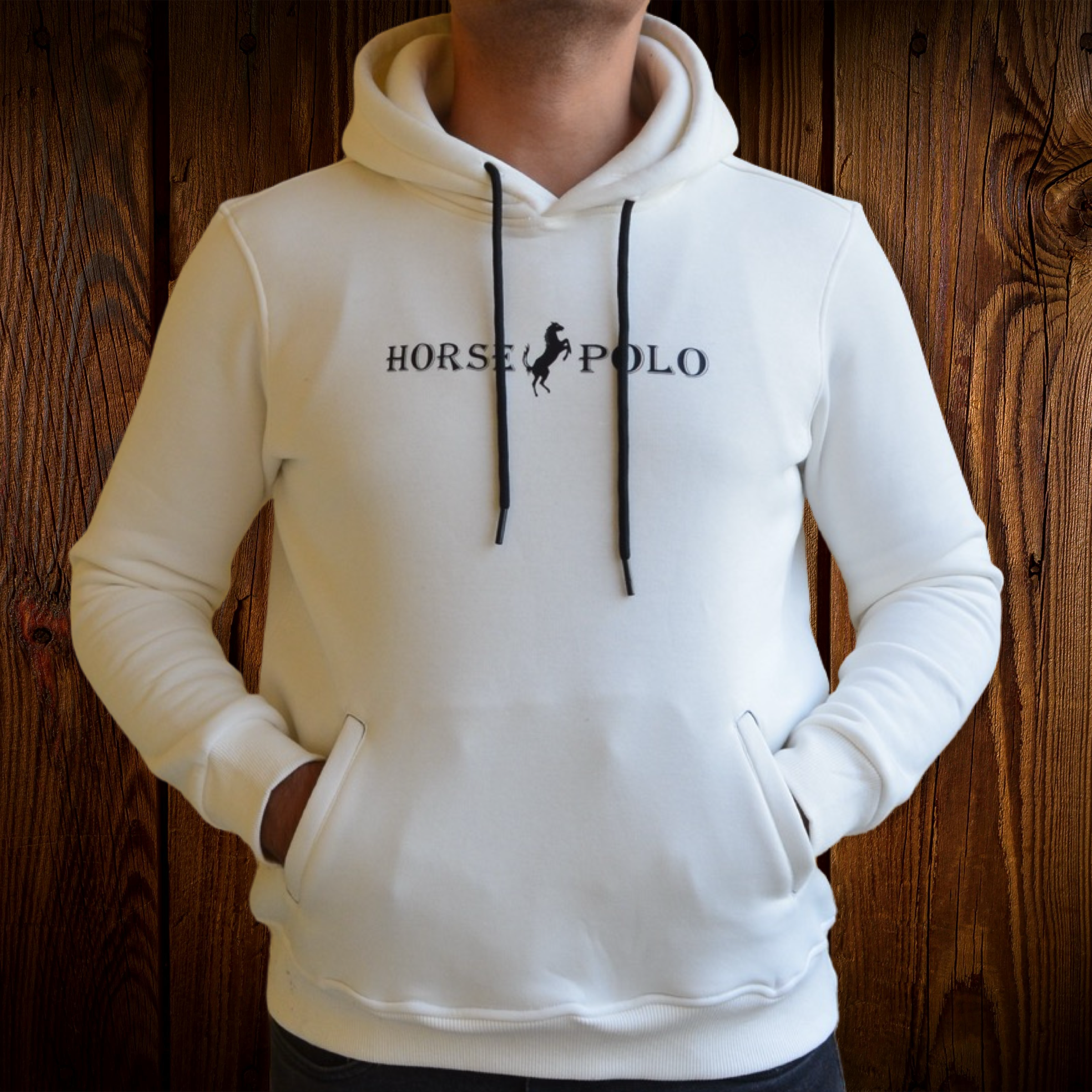Sweatshirt Hoodie Welt Pocket, Off White