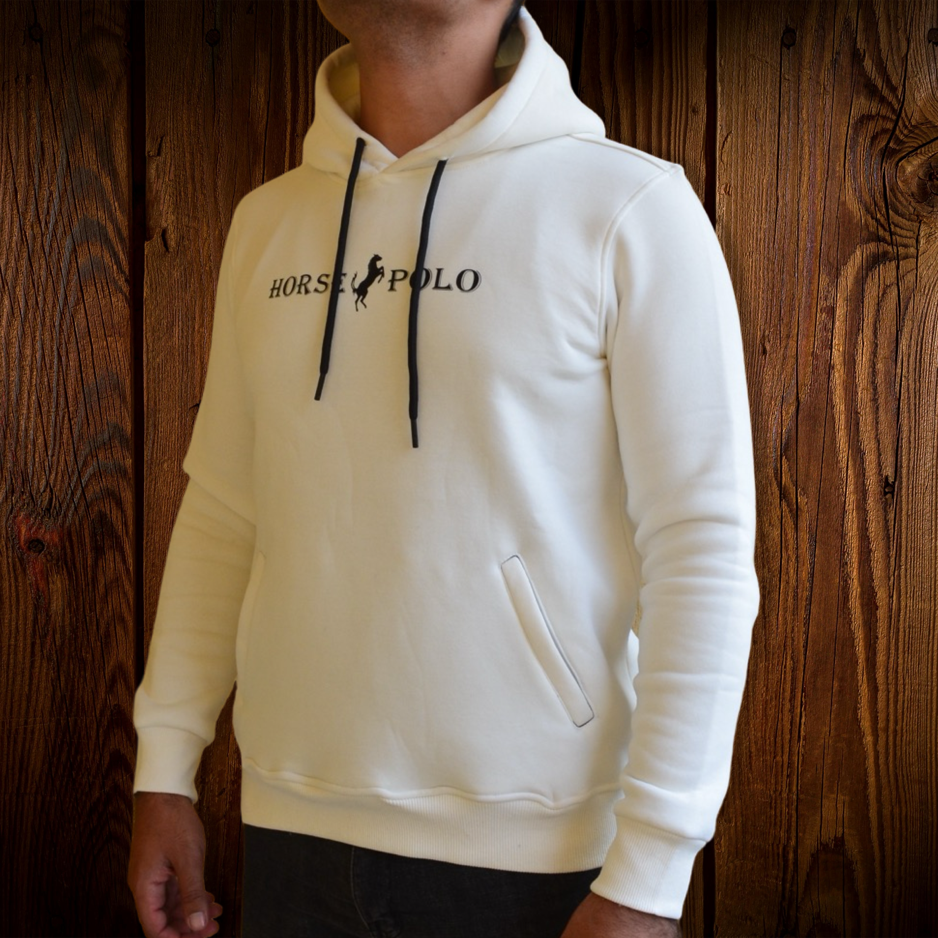 Sweatshirt Hoodie Welt Pocket, Off White