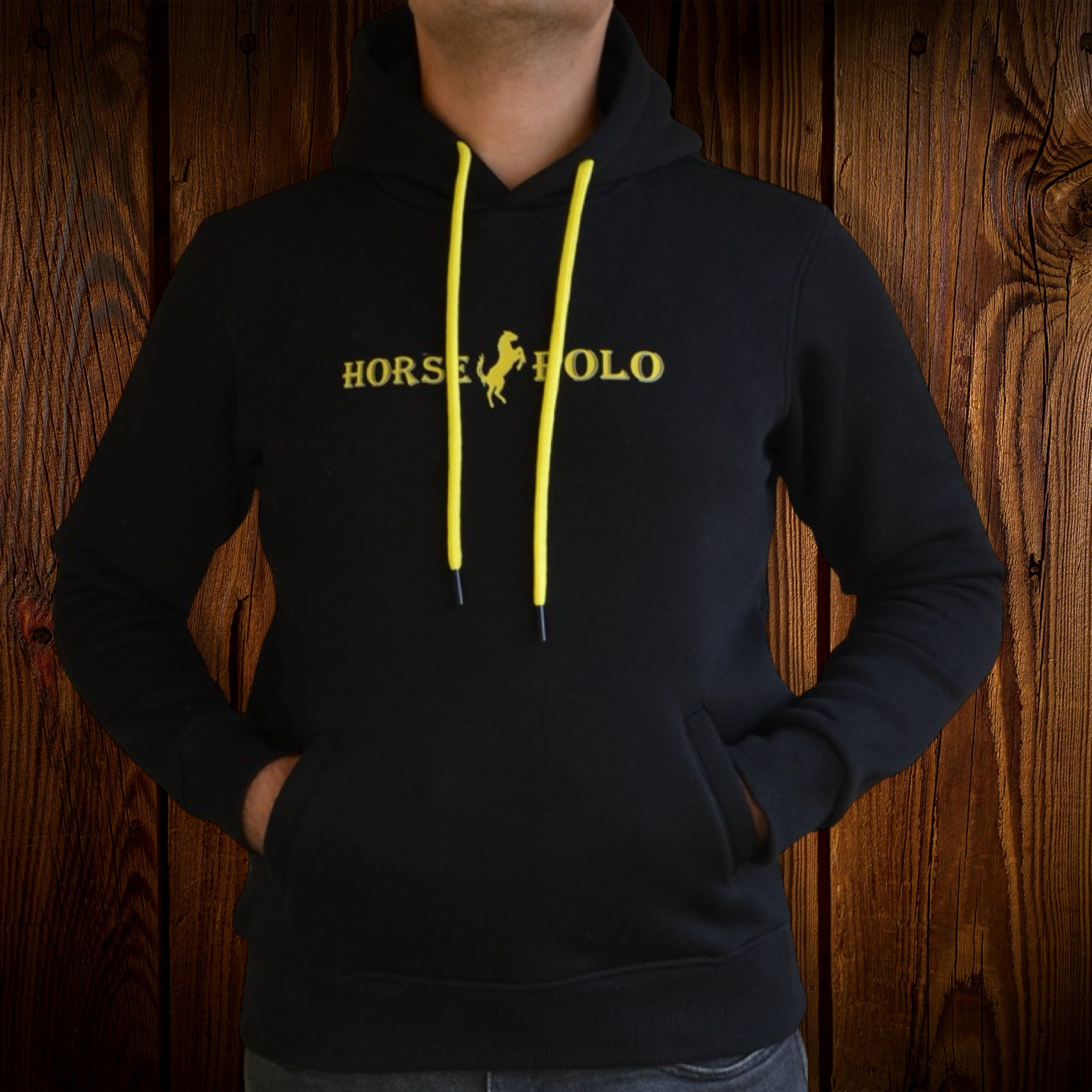 Sweatshirt Hoodie Welt Pocket, Black