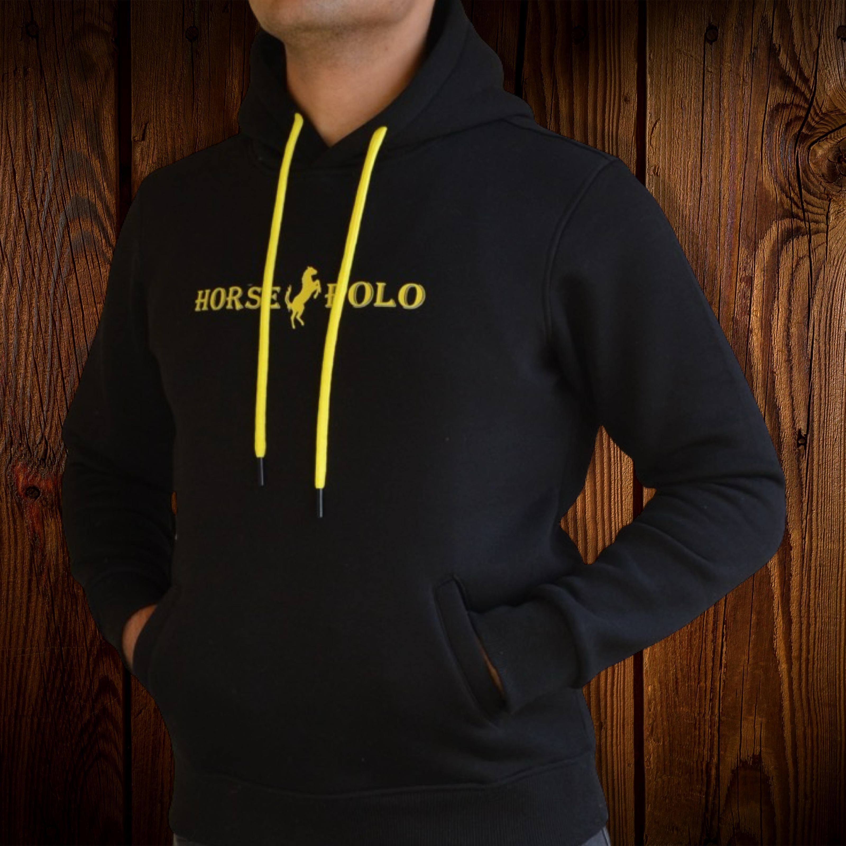 Sweatshirt Hoodie Welt Pocket, Black