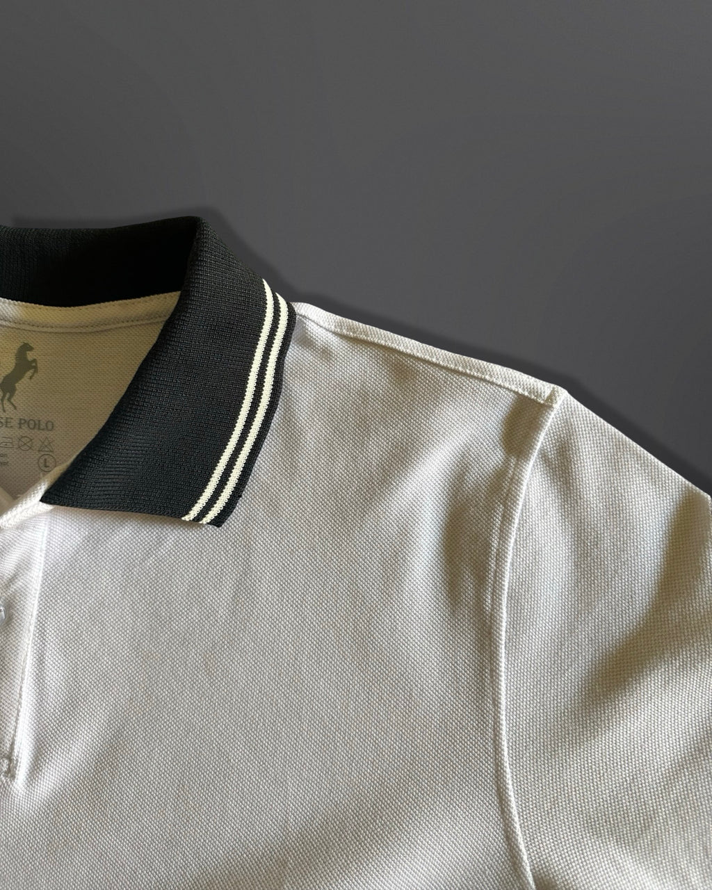 Polo T-Shirt Casual Collar for men, White - Navy Blue