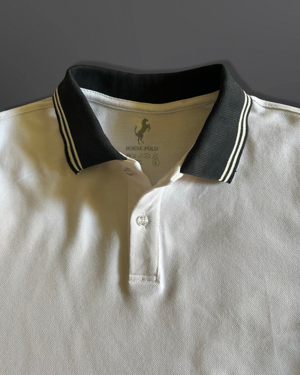 Polo T-Shirt Casual Collar for men, White - Navy Blue