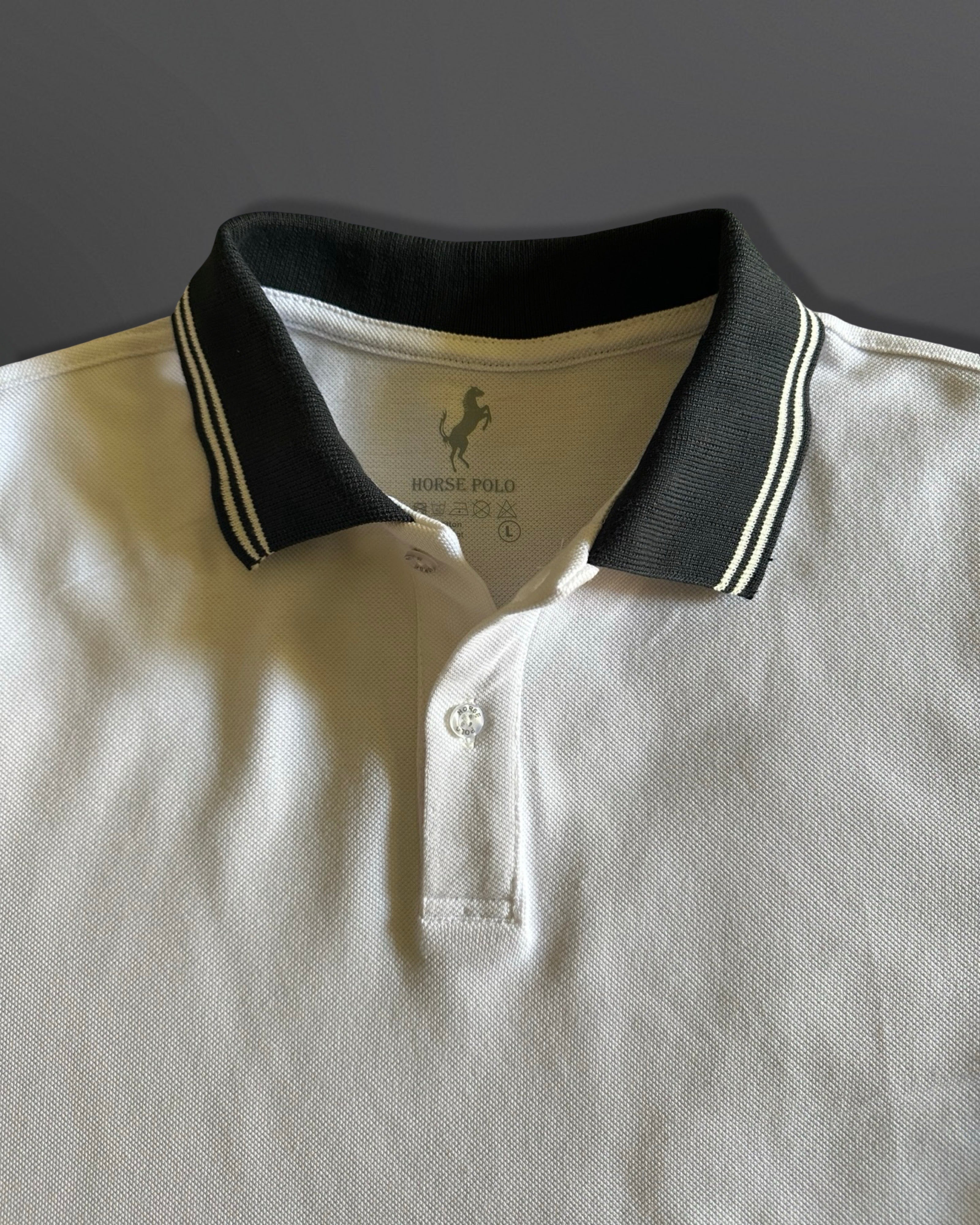 Polo T-Shirt Casual Collar for men, White - Navy Blue