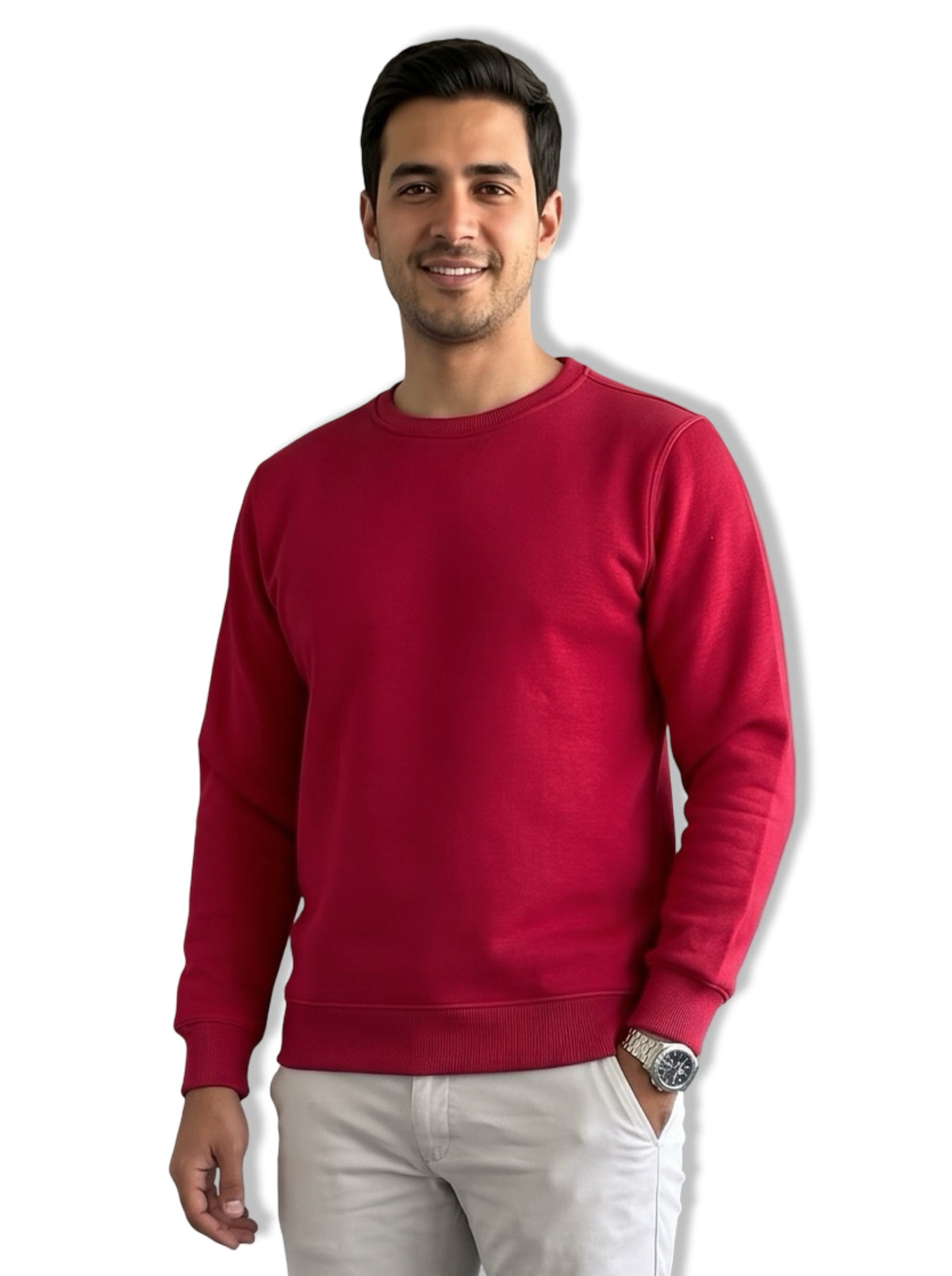 Sweatshirt Crew Neck Plain, Maroon