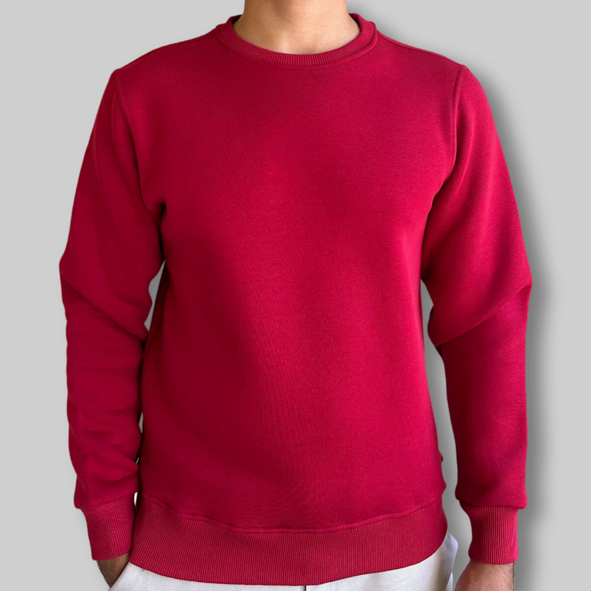 Sweatshirt Crew Neck Plain, Maroon