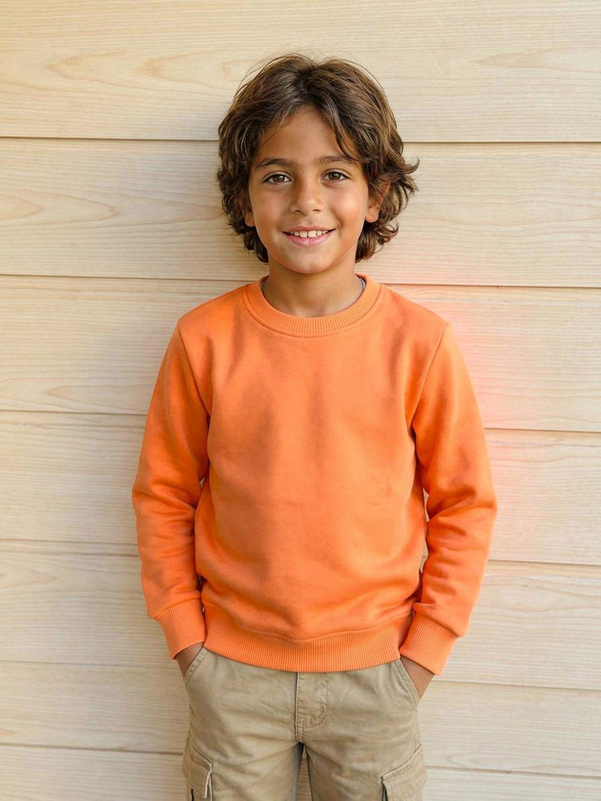 Sweatshirt round plain for Kids, Orange