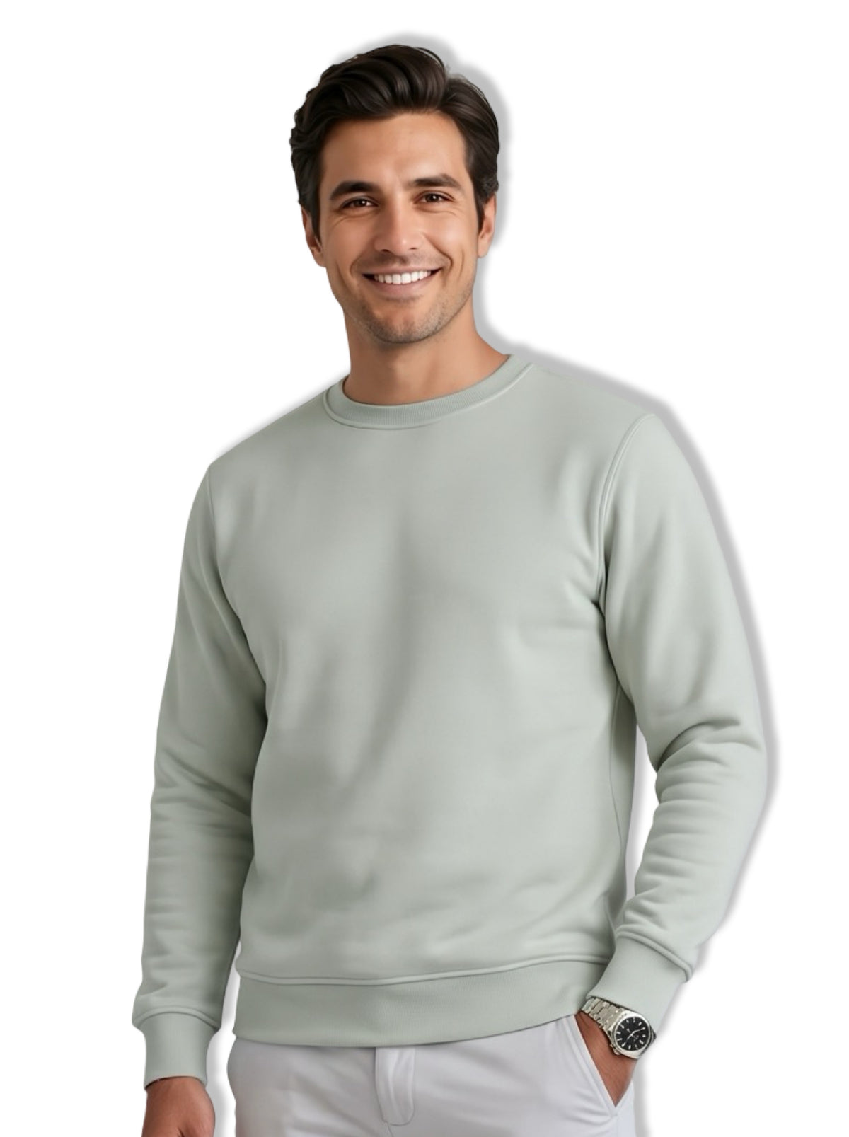 Sweatshirt Crew Neck Plain, Pistachio