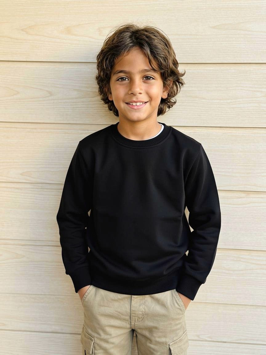 Sweatshirt round plain for Kids, Black