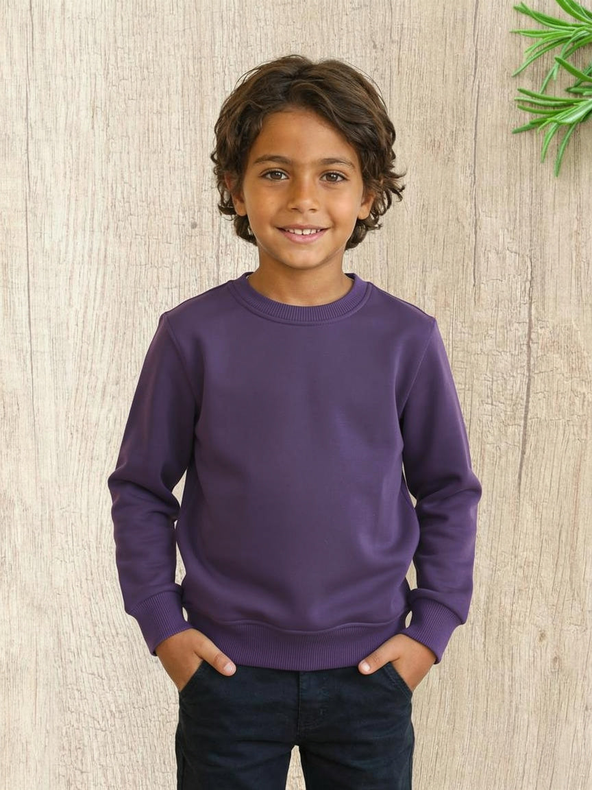 Sweatshirt round plain for Kids, Purple