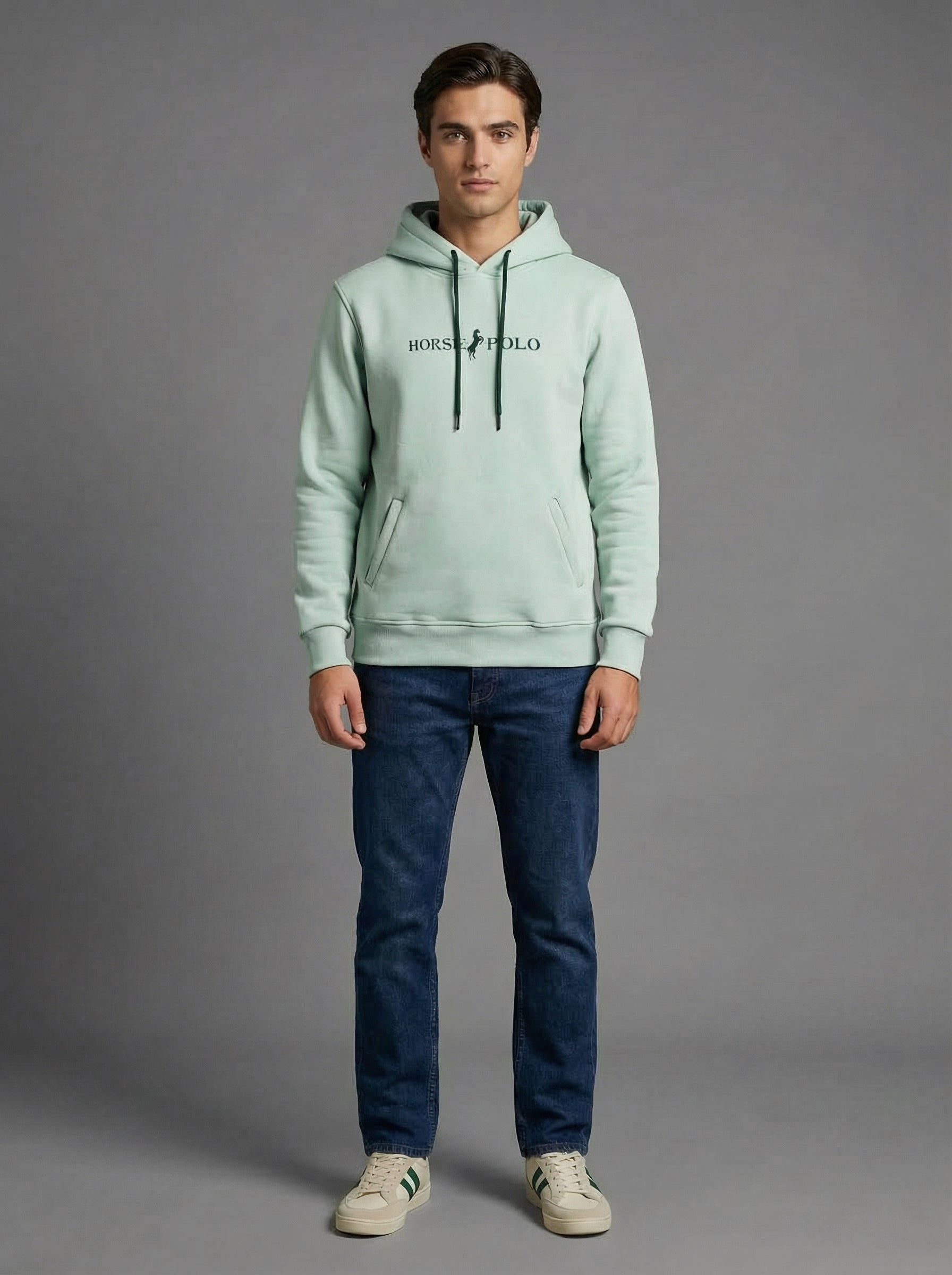 Sweatshirt Hoodie Welt Pocket, Mint Green