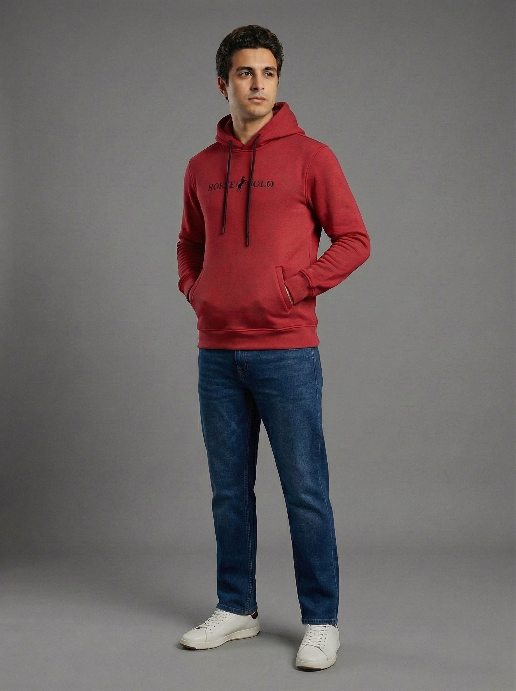 Sweatshirt Hoodie Welt Pocket, Maroon