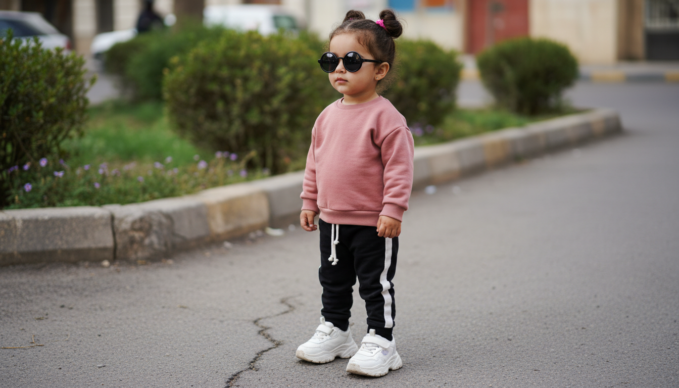 Sweatshirt round plain for Kids, pink