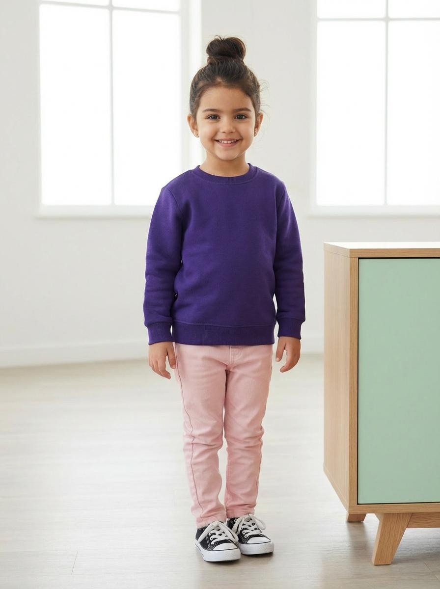 Sweatshirt round plain for Kids, Purple