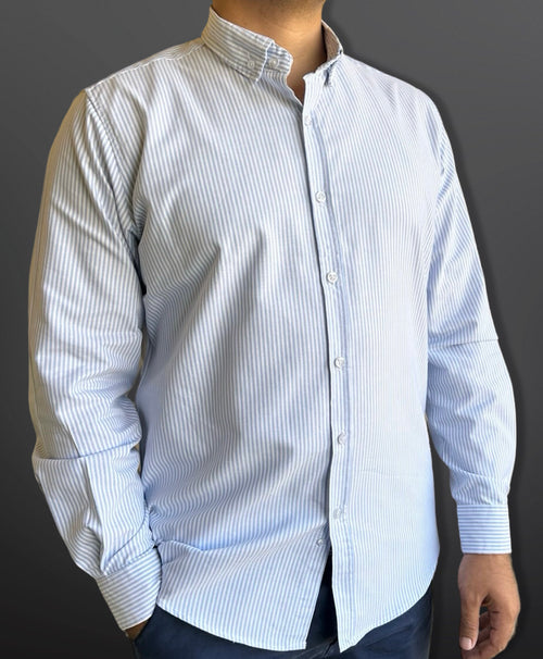 Oxford Shirt Classic Striped Thin, Baby Blue