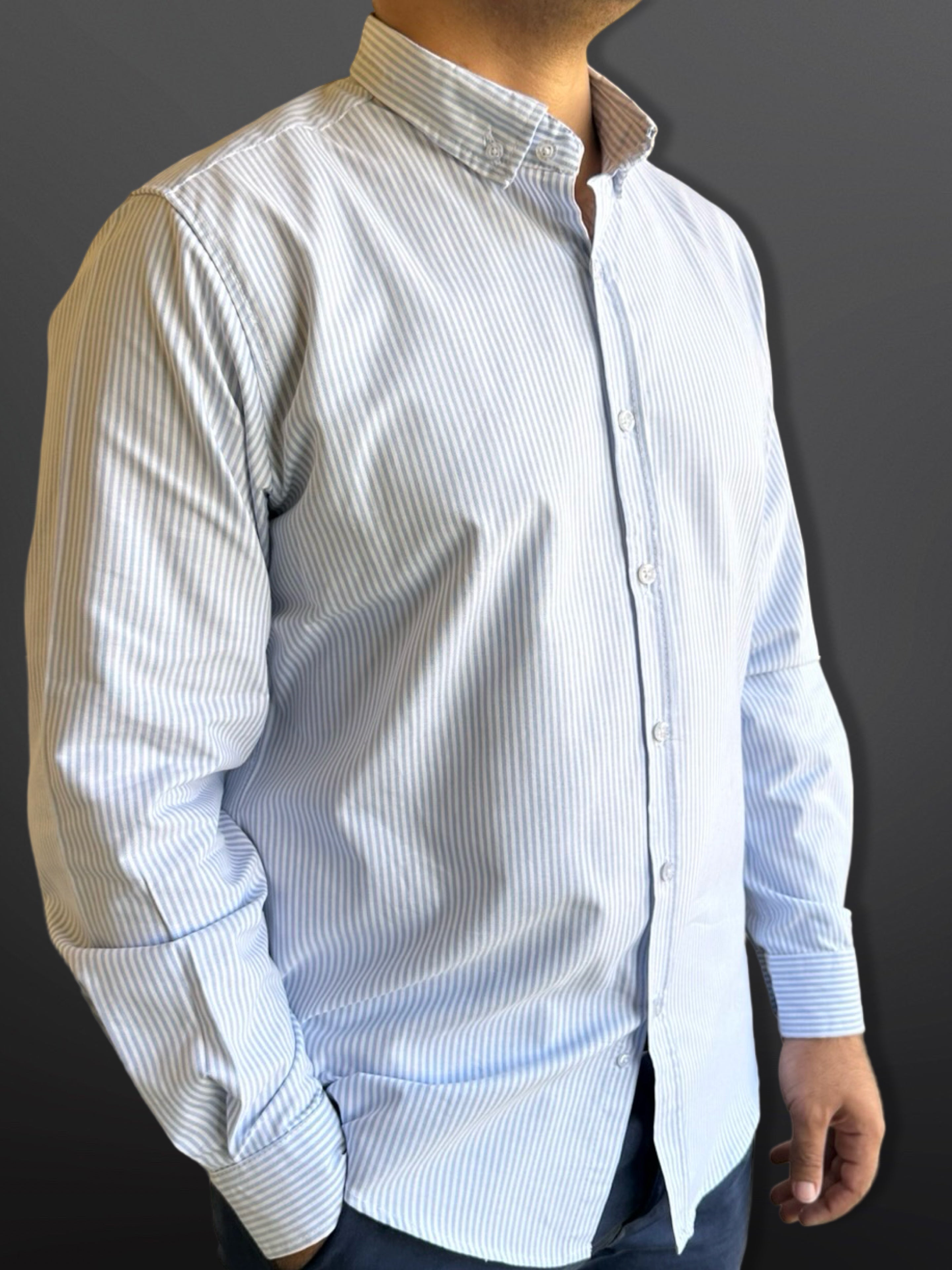 Oxford Shirt Classic Striped Thin, Grey