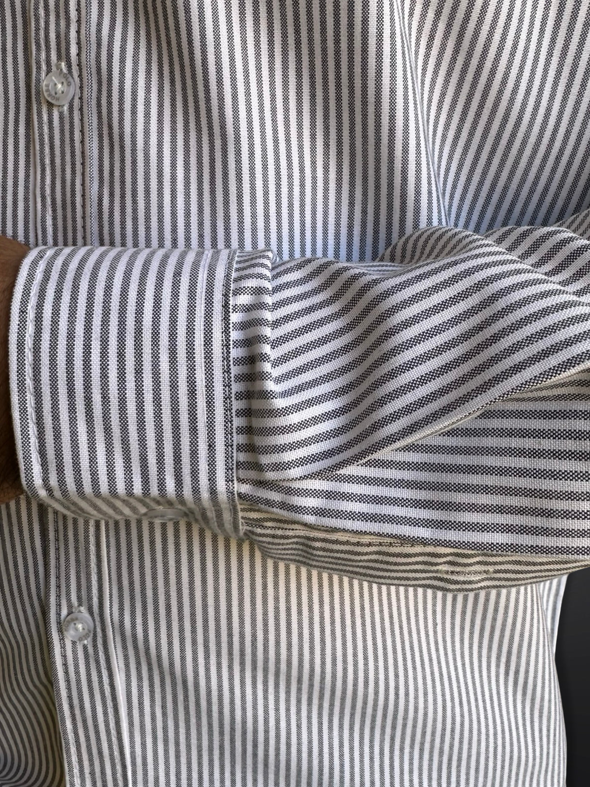 Oxford Shirt Classic Striped Thin, Grey