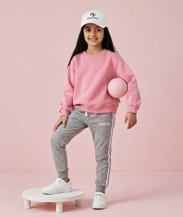 Sweatshirt round plain for Kids, pink