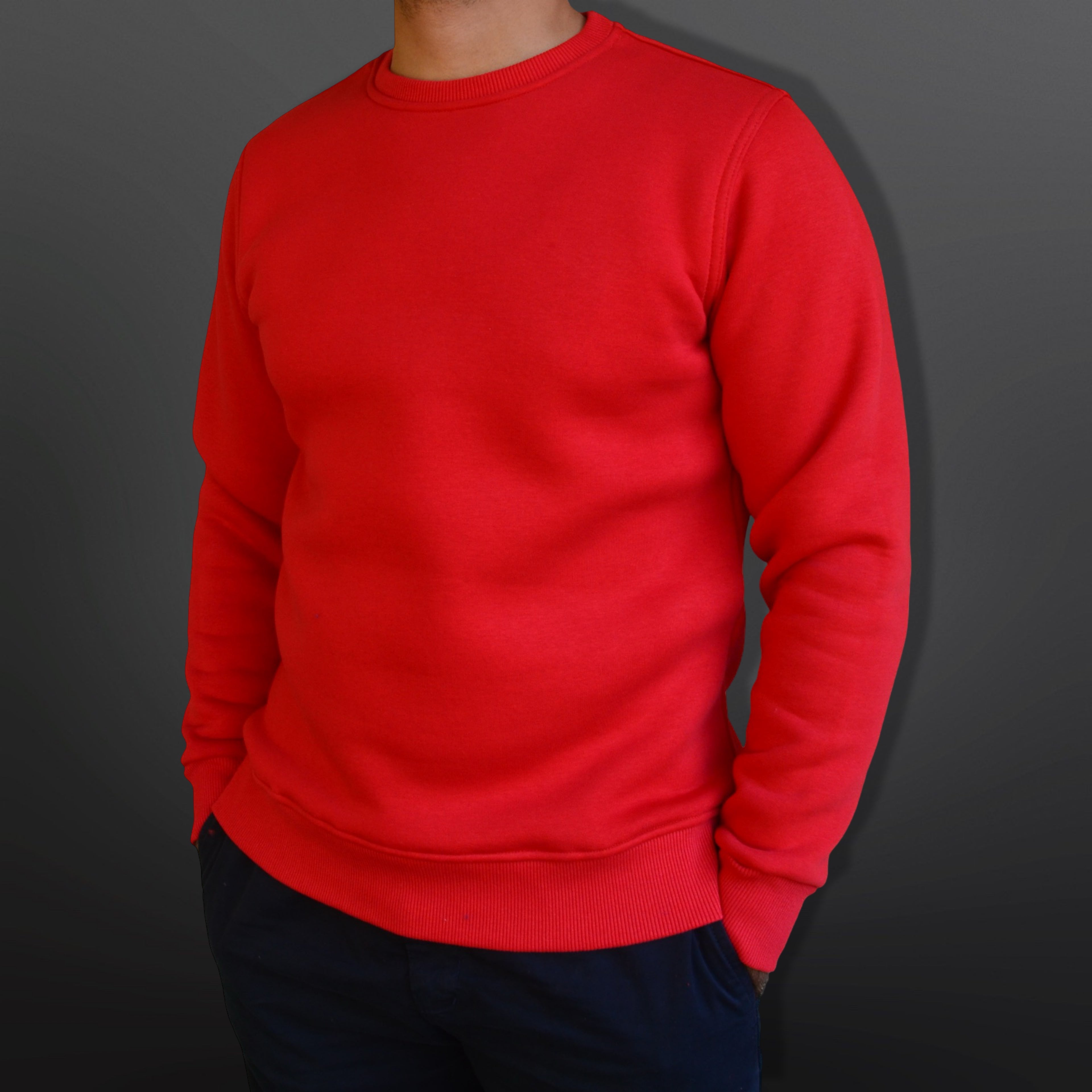 Sweatshirt Crew Neck Plain, Red