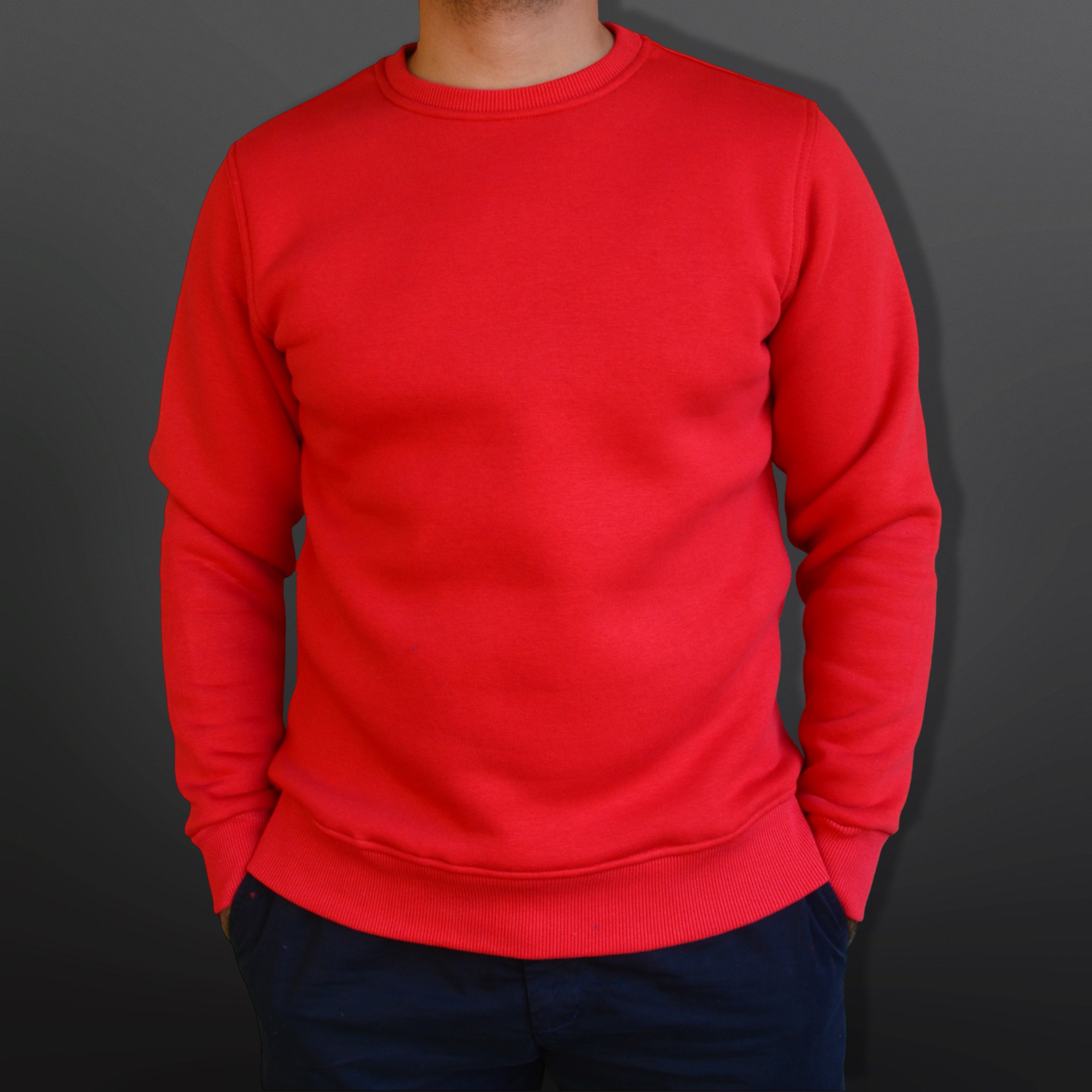 Sweatshirt Crew Neck Plain, Red