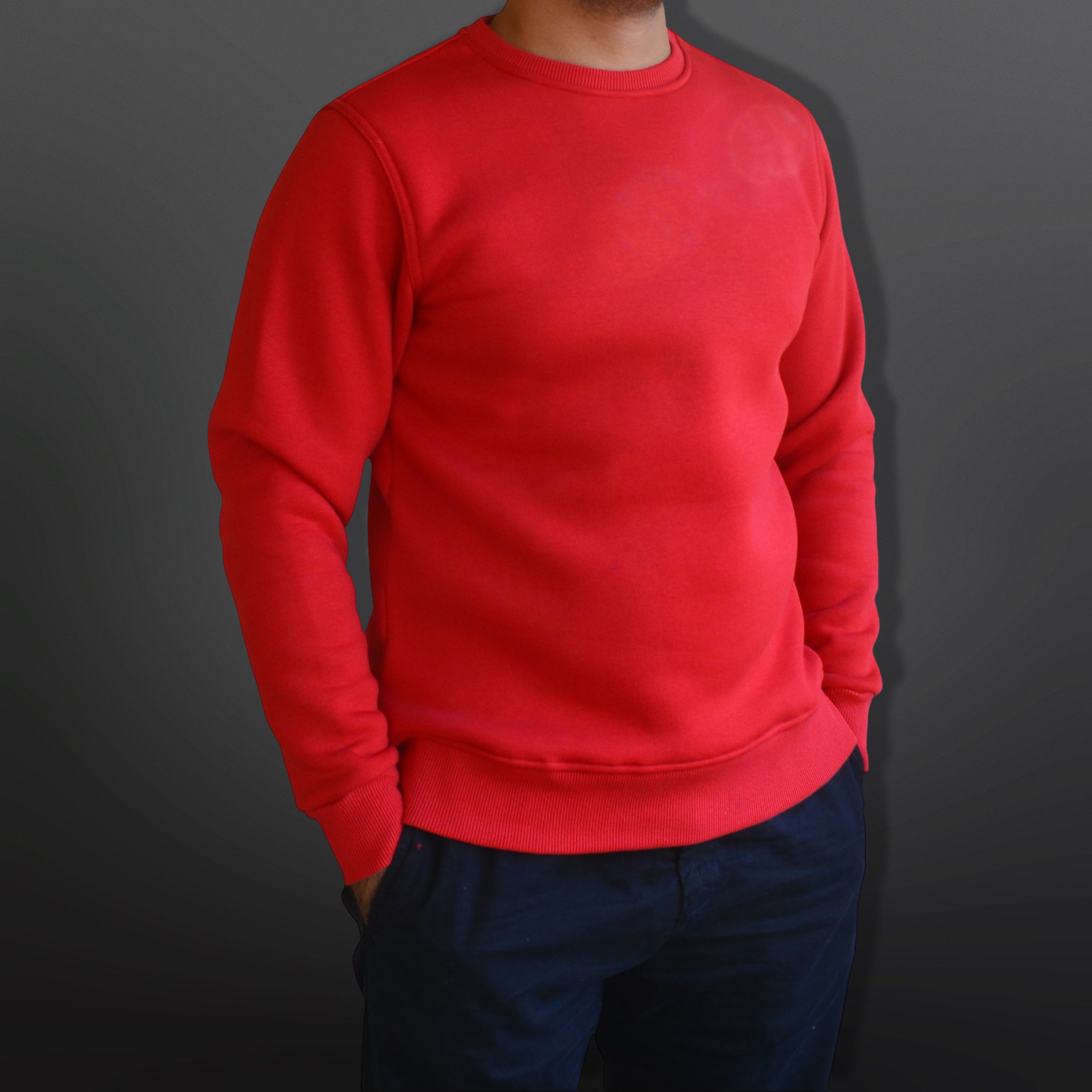 Sweatshirt Crew Neck Plain, Red