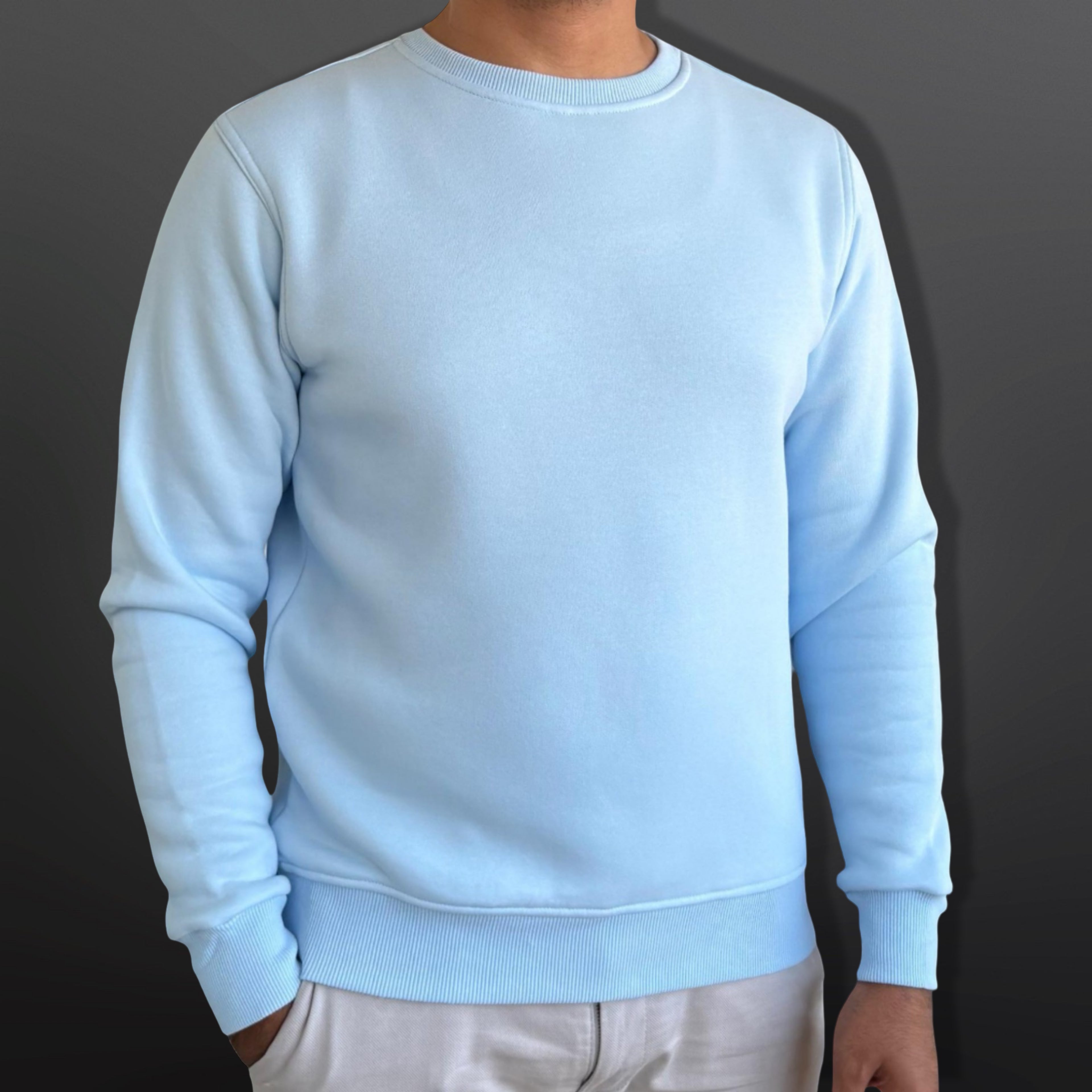 Sweatshirt Crew Neck Plain, Baby Blue