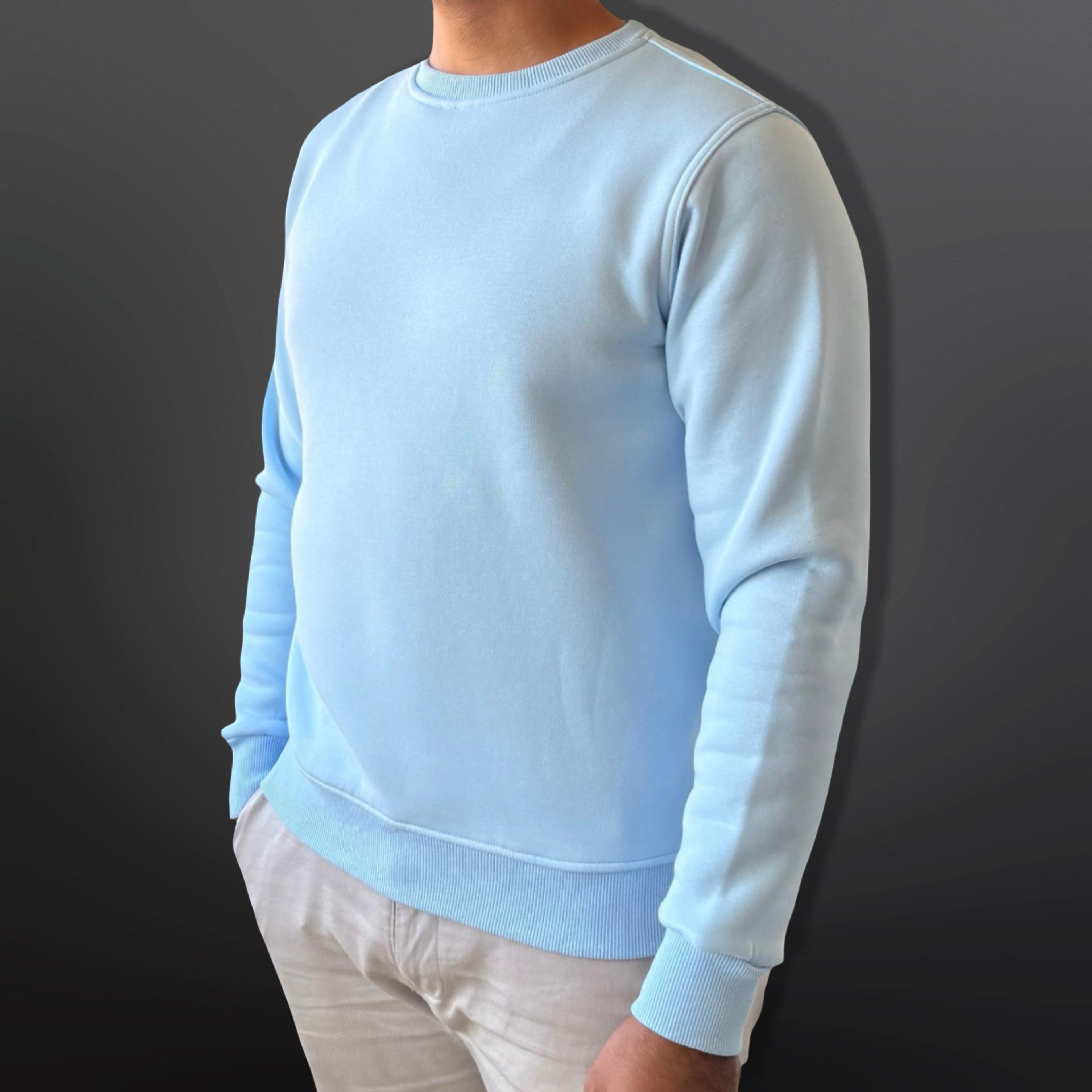 Sweatshirt Crew Neck Plain, Baby Blue