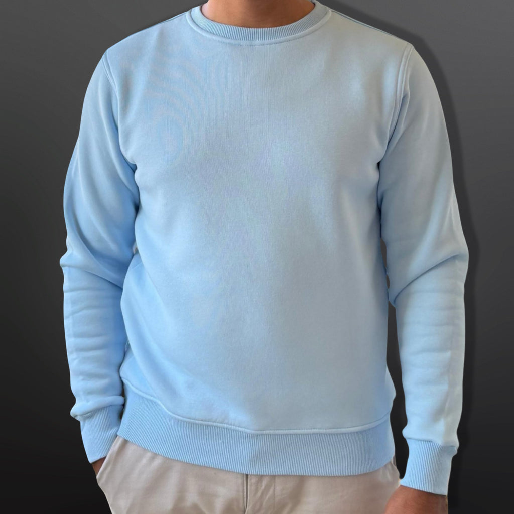 Sweatshirt Crew Neck Plain, Baby Blue