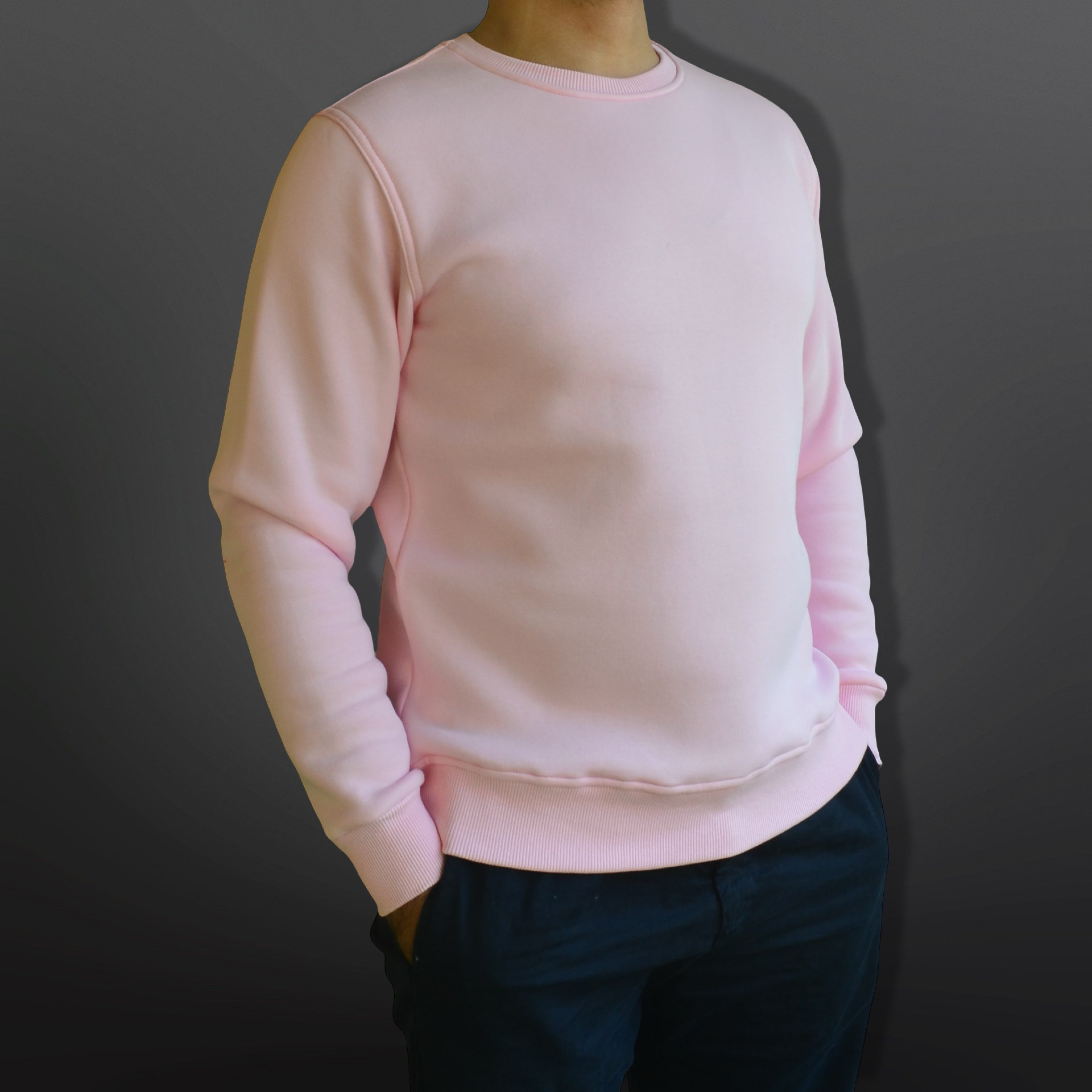 Sweatshirt Crew Neck Plain, Rose