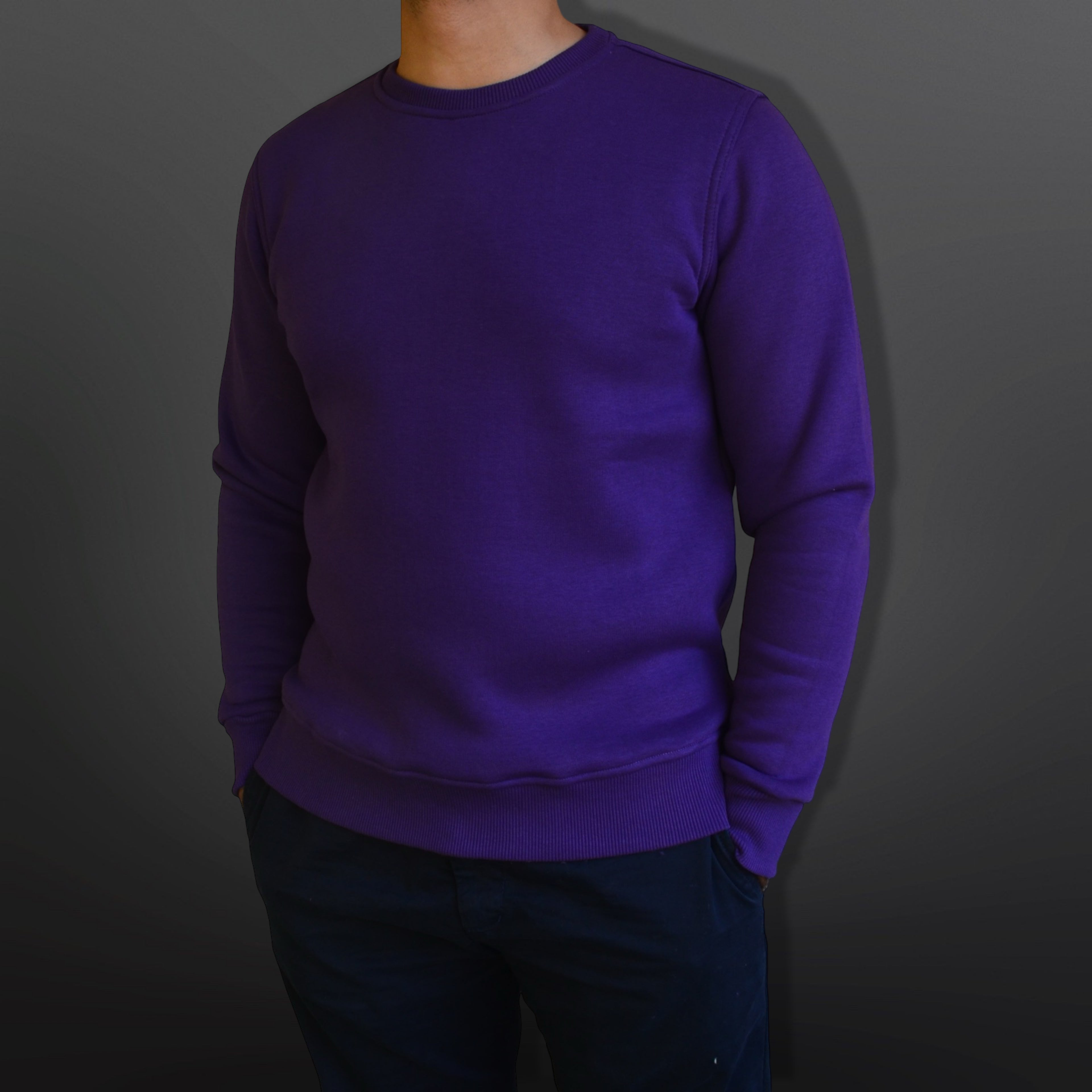 Sweatshirt Crew Neck Plain, Purple