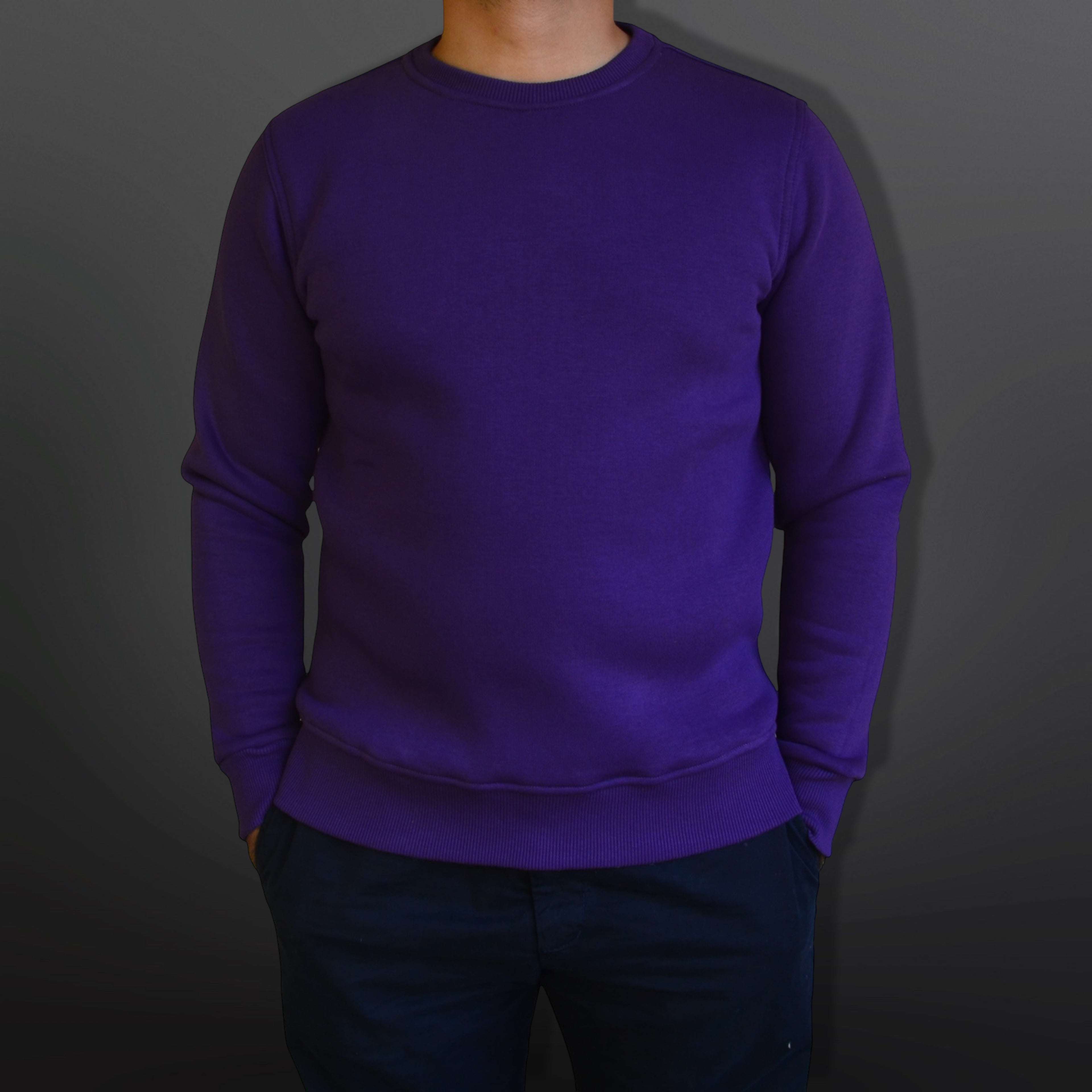 Sweatshirt Crew Neck Plain, Purple