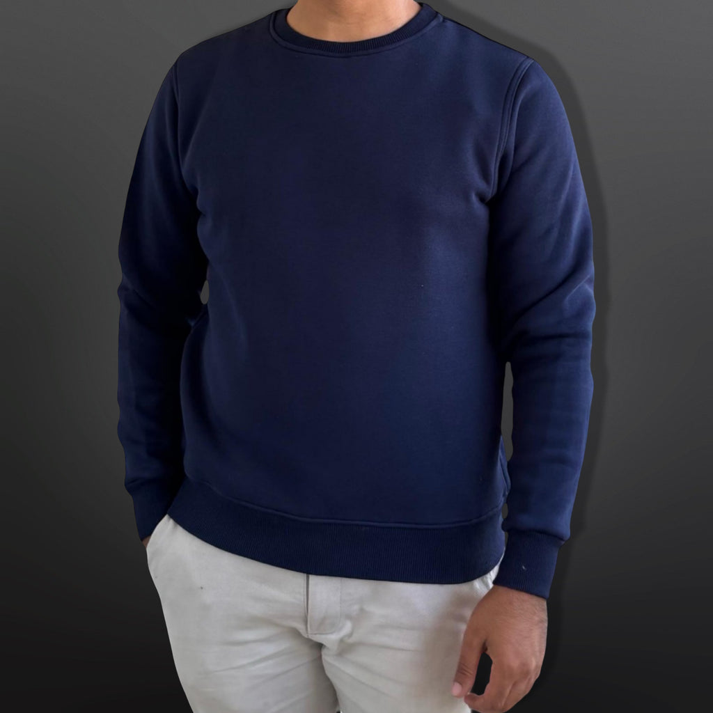 Sweatshirt Crew Neck Plain, Navy blue