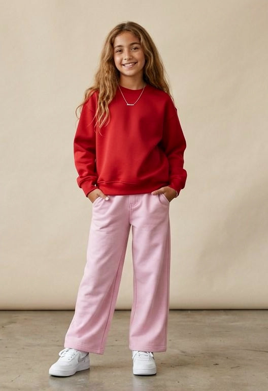Sweatshirt round plain for Kids, Red