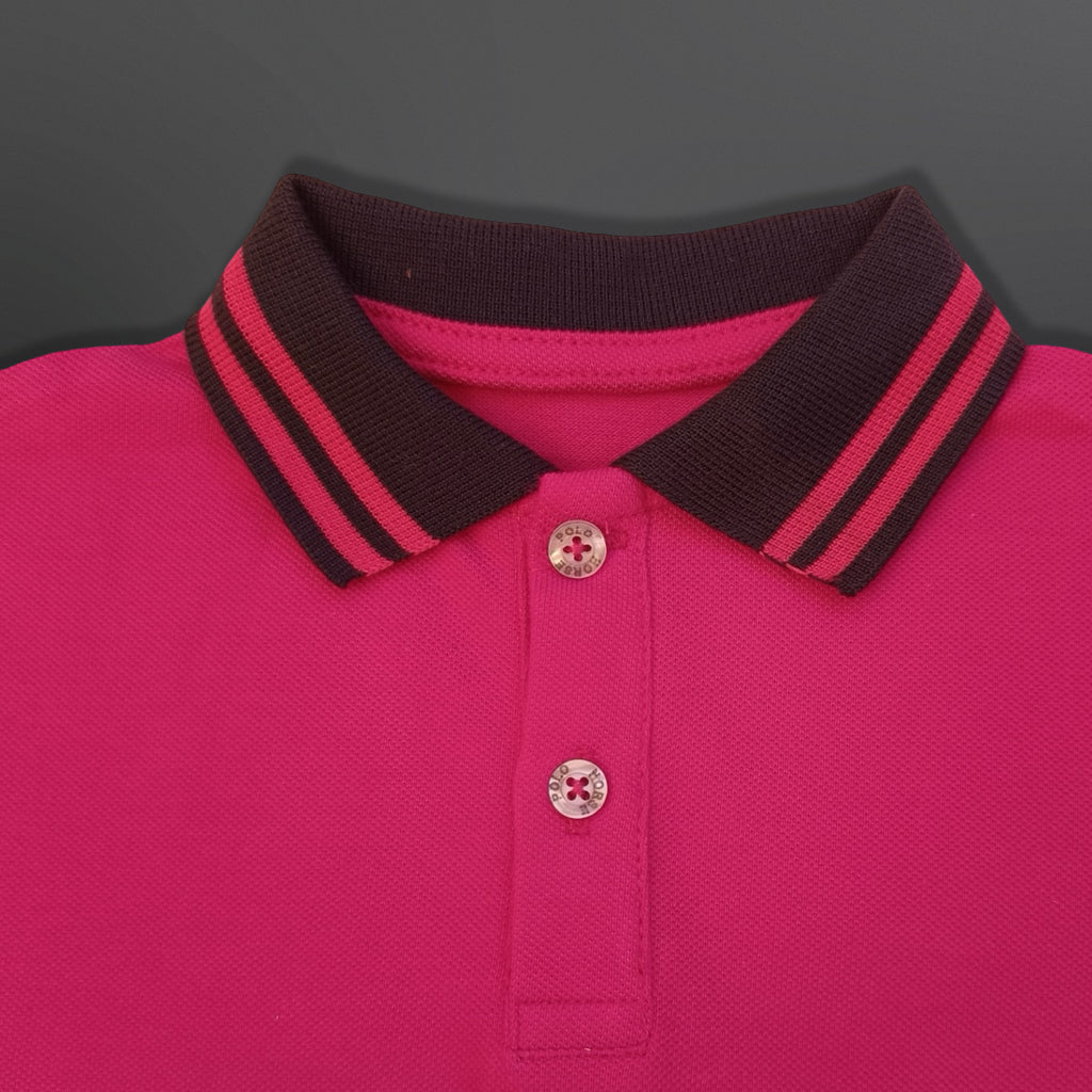 Polo Shirt Kids Casual Collar, Coral - Navy Blue