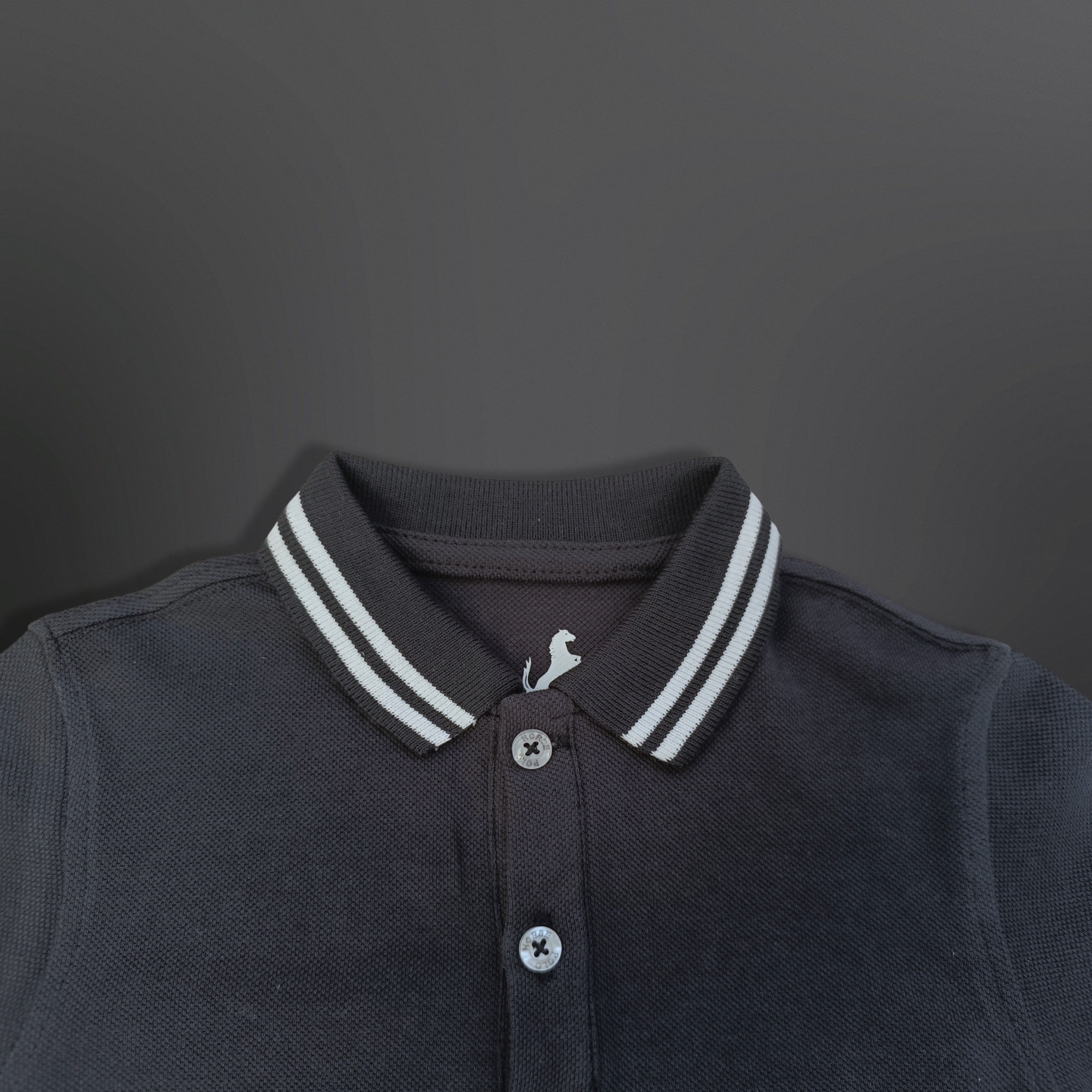 Polo Shirt Kids Casual Collar, Navy Blue - White