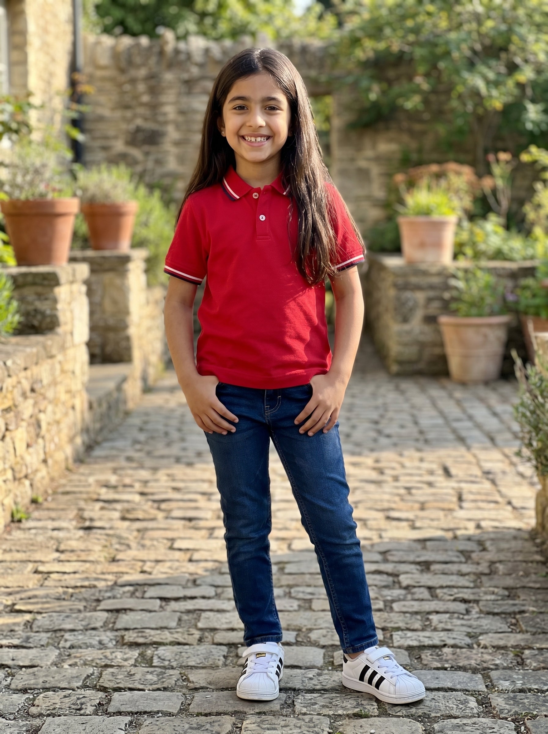 Polo Shirt Kids Casual Collar, Red - Navy Blue - White