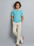 Polo Shirt Kids Casual Collar, Baby Blue - White