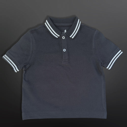 Polo Shirt Kids Casual Collar, Navy Blue - White