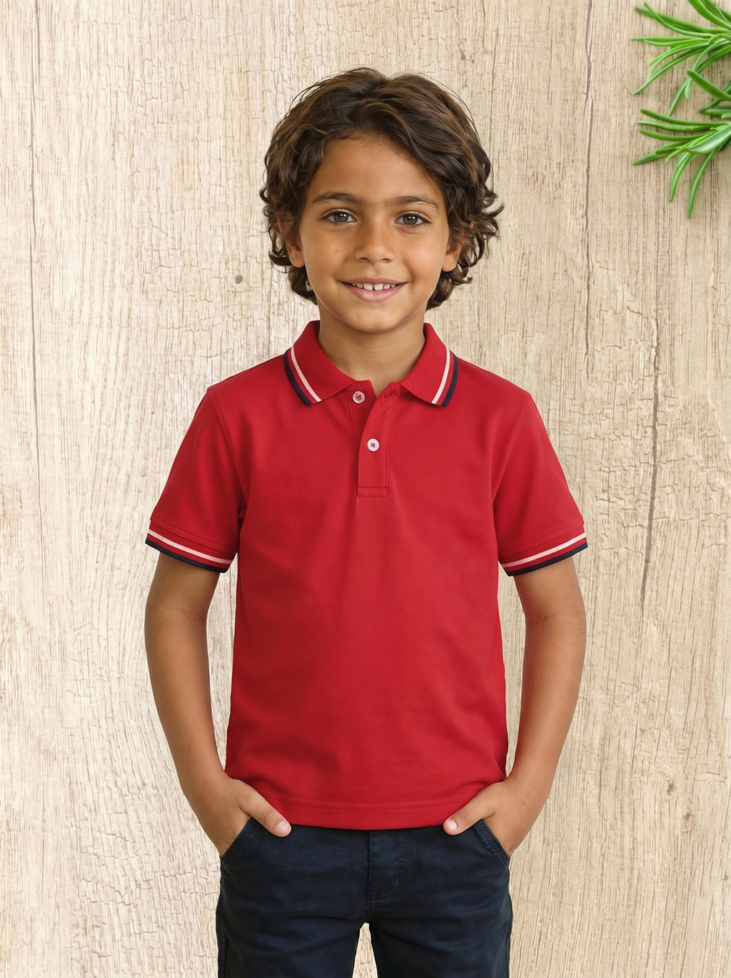 Polo Shirt Kids Casual Collar, Red - Navy Blue - White