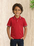 Polo Shirt Kids Casual Collar, Red - Navy Blue - White