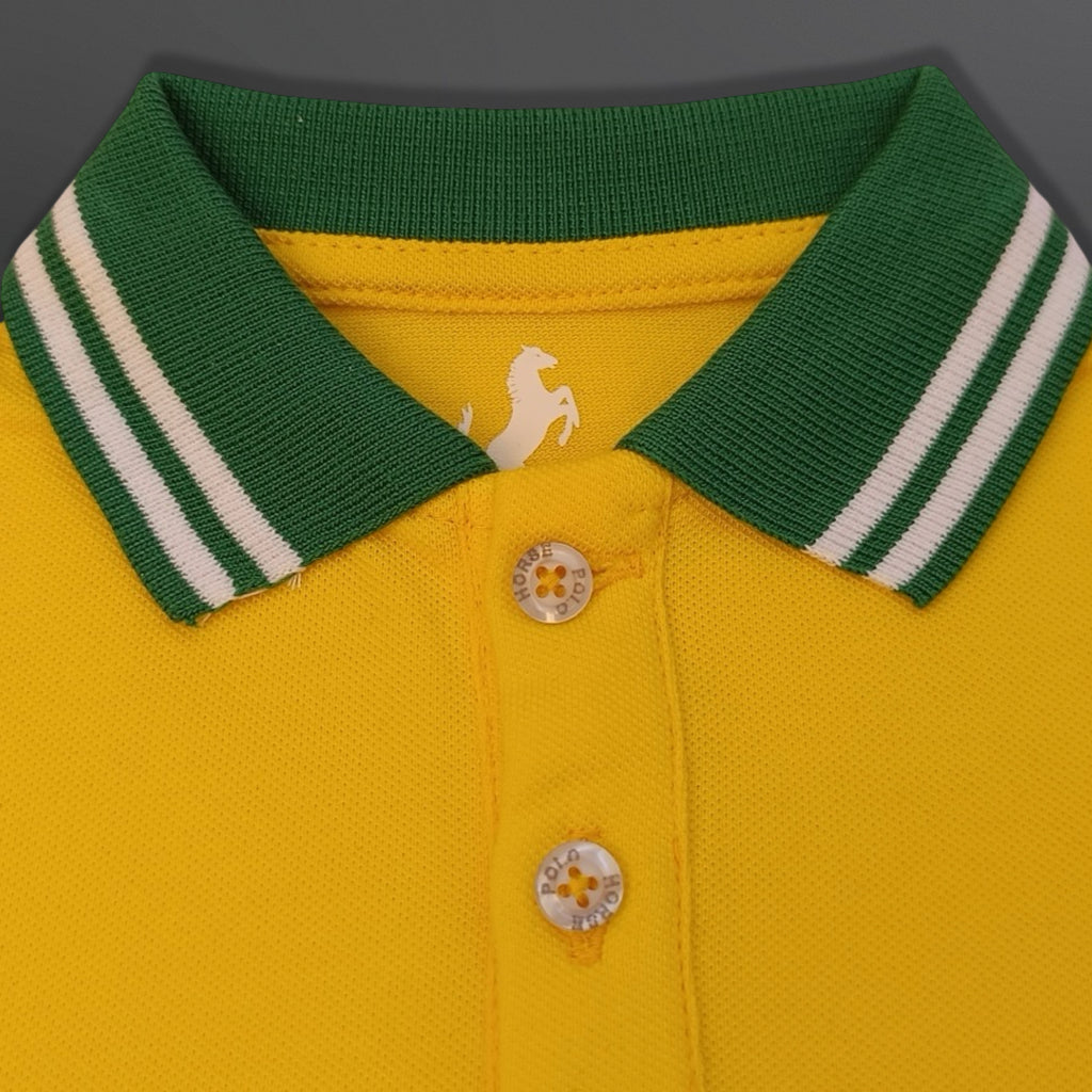 Polo Shirt Kids Casual Collar, Yellow - Green